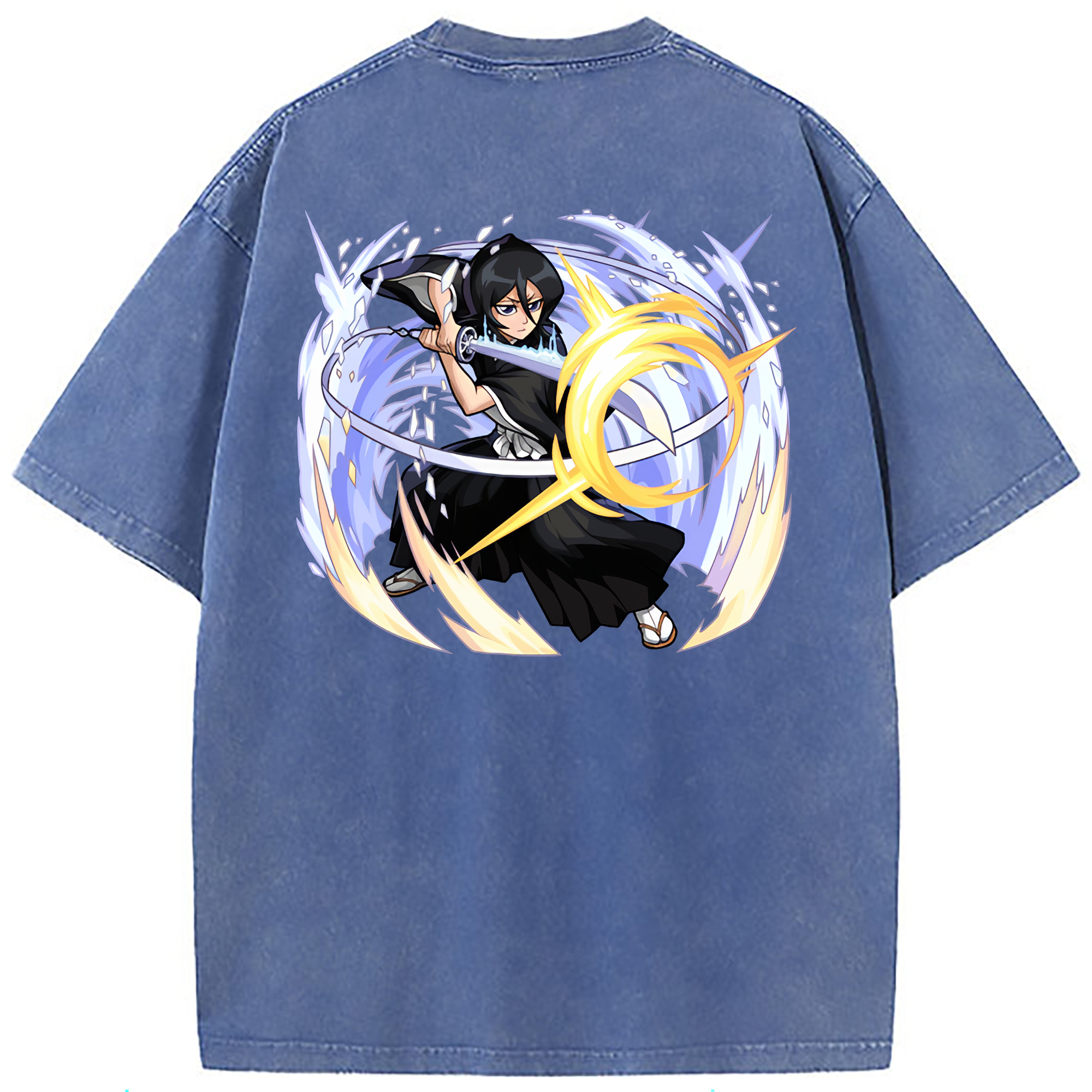 （画像用） ブリーチ 朽木ルキア BLEACH Kuchiki Rukia 綿100% ヴィンテージ風 半袖Tシャツ（背面プリント）
