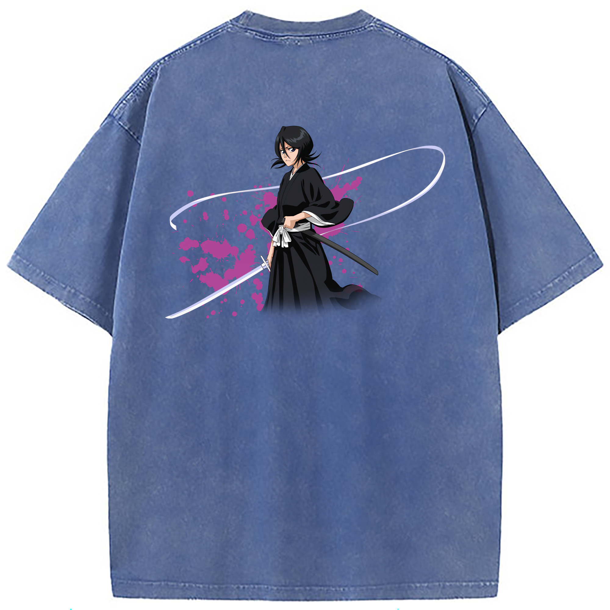 （画像用） ブリーチ 朽木ルキア BLEACH Kuchiki Rukia 綿100% ヴィンテージ風 半袖Tシャツ（背面プリント）