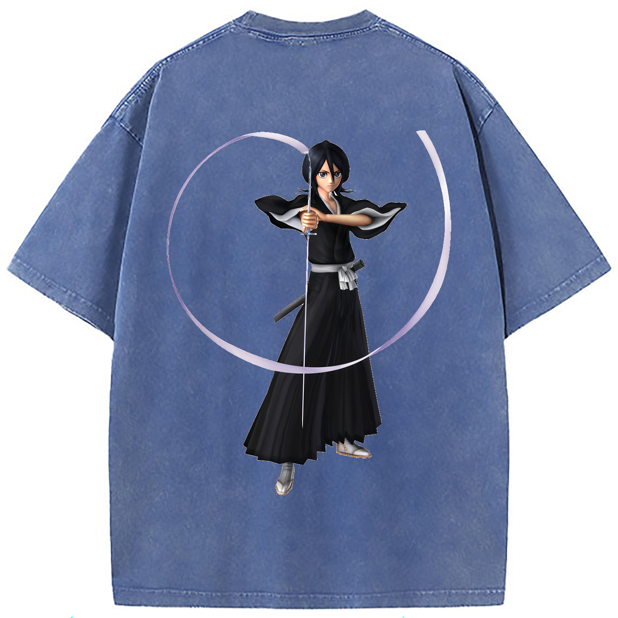 （画像用） ブリーチ 朽木ルキア BLEACH Kuchiki Rukia 綿100% ヴィンテージ風 半袖Tシャツ（背面プリント）