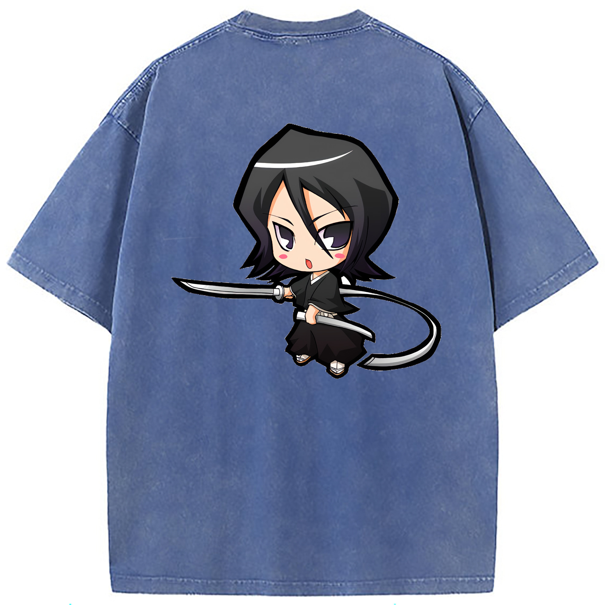 （画像用） ブリーチ 朽木ルキア BLEACH Kuchiki Rukia 綿100% ヴィンテージ風 半袖Tシャツ（背面プリント）