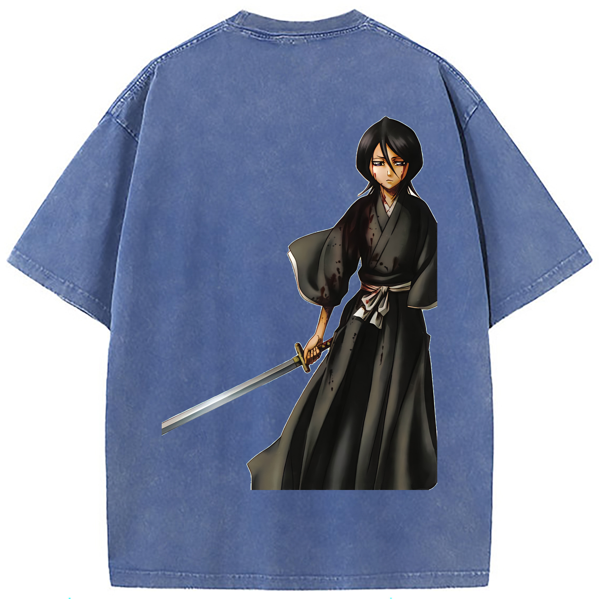 （画像用） ブリーチ 朽木ルキア BLEACH Kuchiki Rukia 綿100% ヴィンテージ風 半袖Tシャツ（背面プリント）