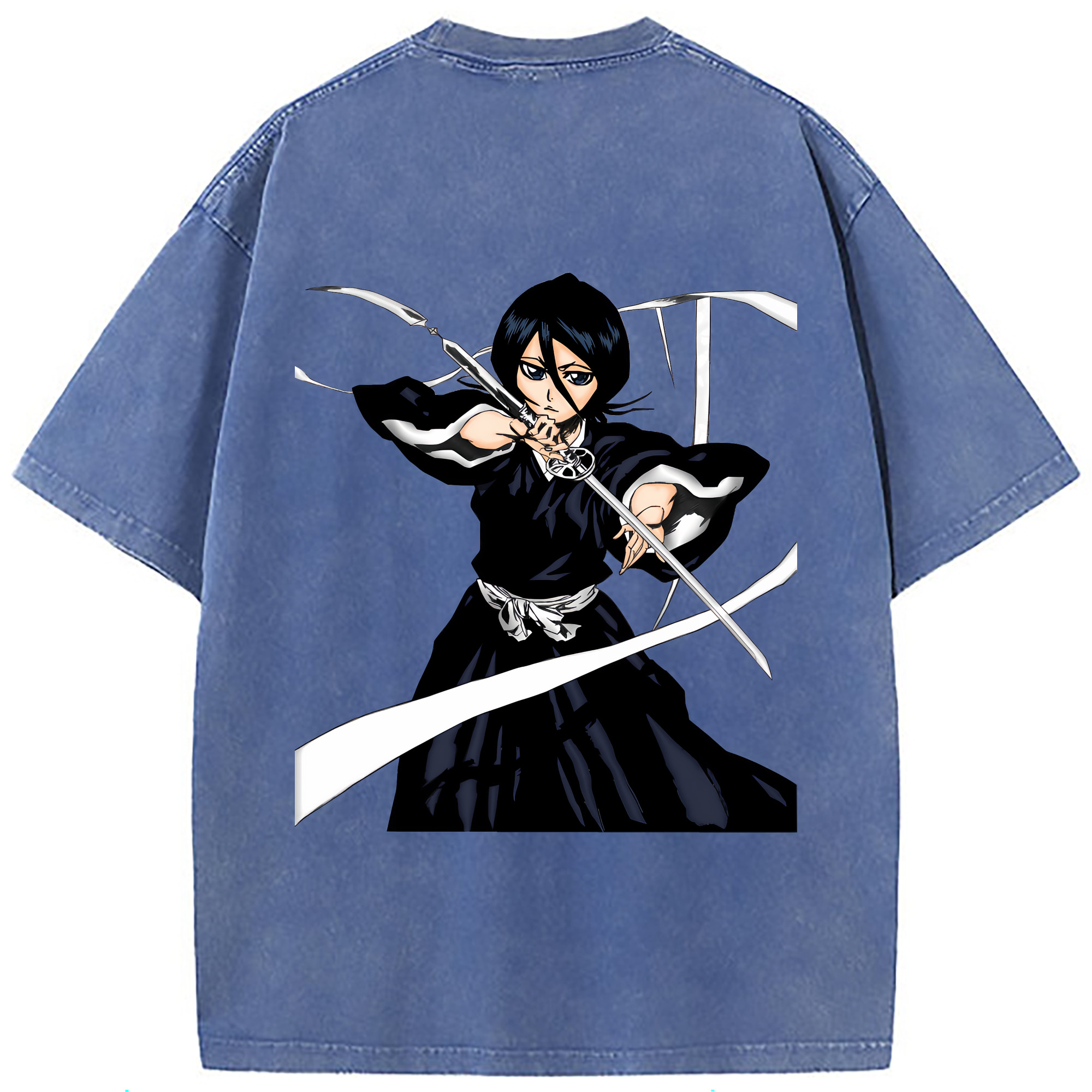 （画像用） ブリーチ 朽木ルキア BLEACH Kuchiki Rukia 綿100% ヴィンテージ風 半袖Tシャツ（背面プリント）
