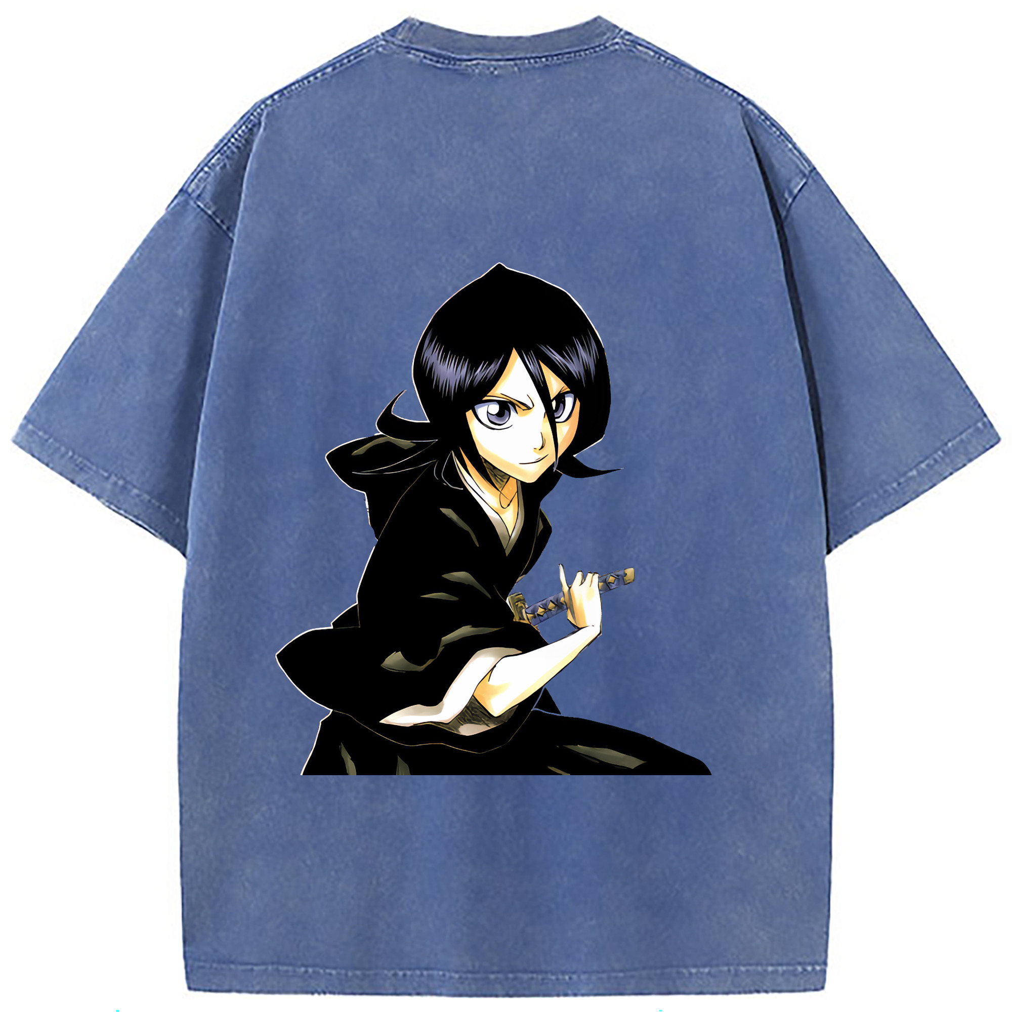 （画像用） ブリーチ 朽木ルキア BLEACH Kuchiki Rukia 綿100% ヴィンテージ風 半袖Tシャツ（背面プリント）