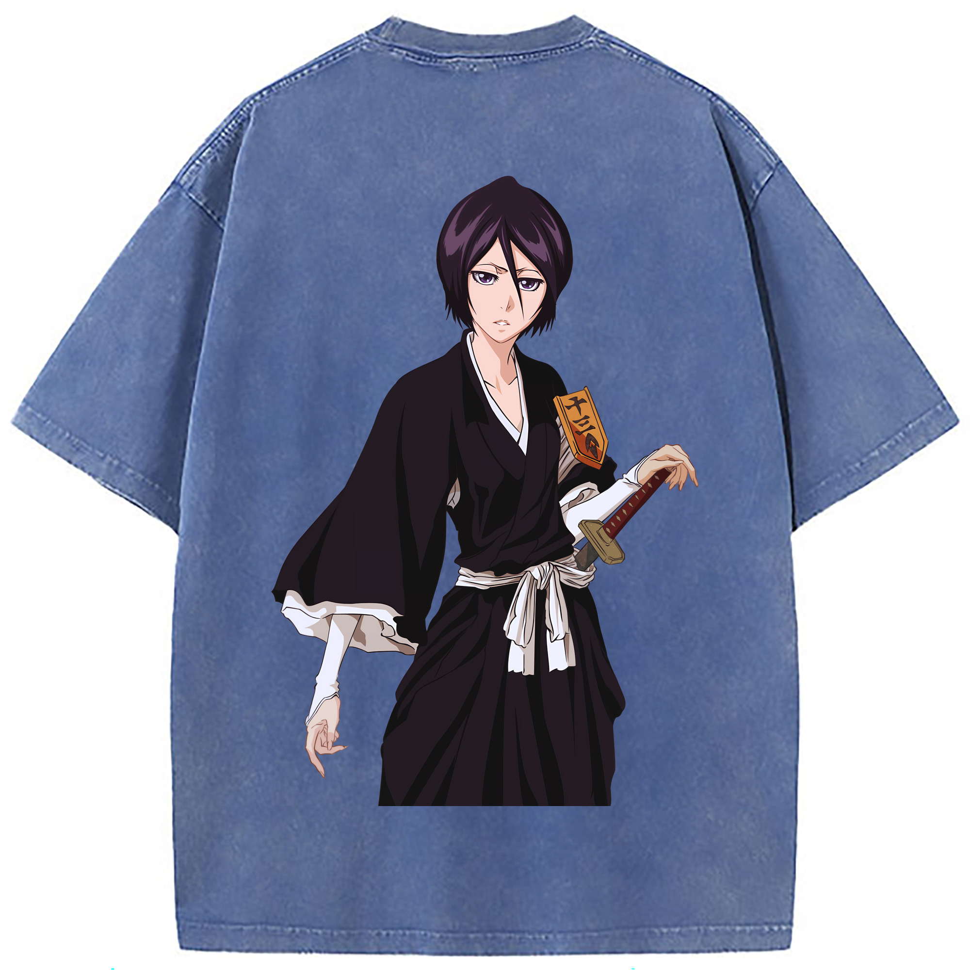（画像用） ブリーチ 朽木ルキア BLEACH Kuchiki Rukia 綿100% ヴィンテージ風 半袖Tシャツ（背面プリント）