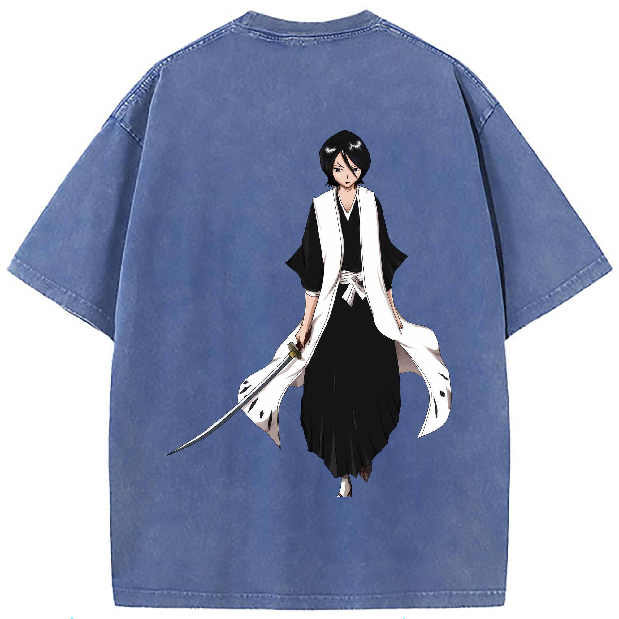 （画像用） ブリーチ 朽木ルキア BLEACH Kuchiki Rukia 綿100% ヴィンテージ風 半袖Tシャツ（背面プリント）
