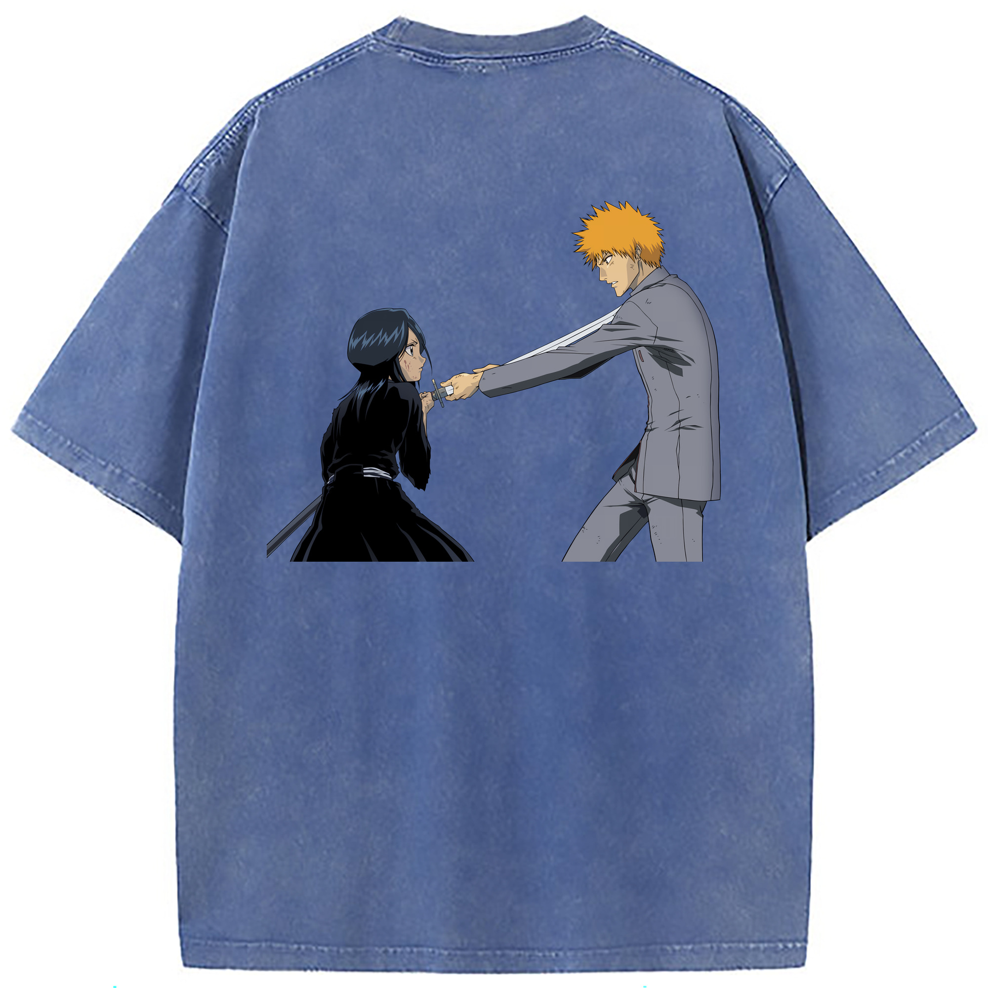 （画像用） ブリーチ 朽木ルキア BLEACH Kuchiki Rukia 綿100% ヴィンテージ風 半袖Tシャツ（背面プリント）