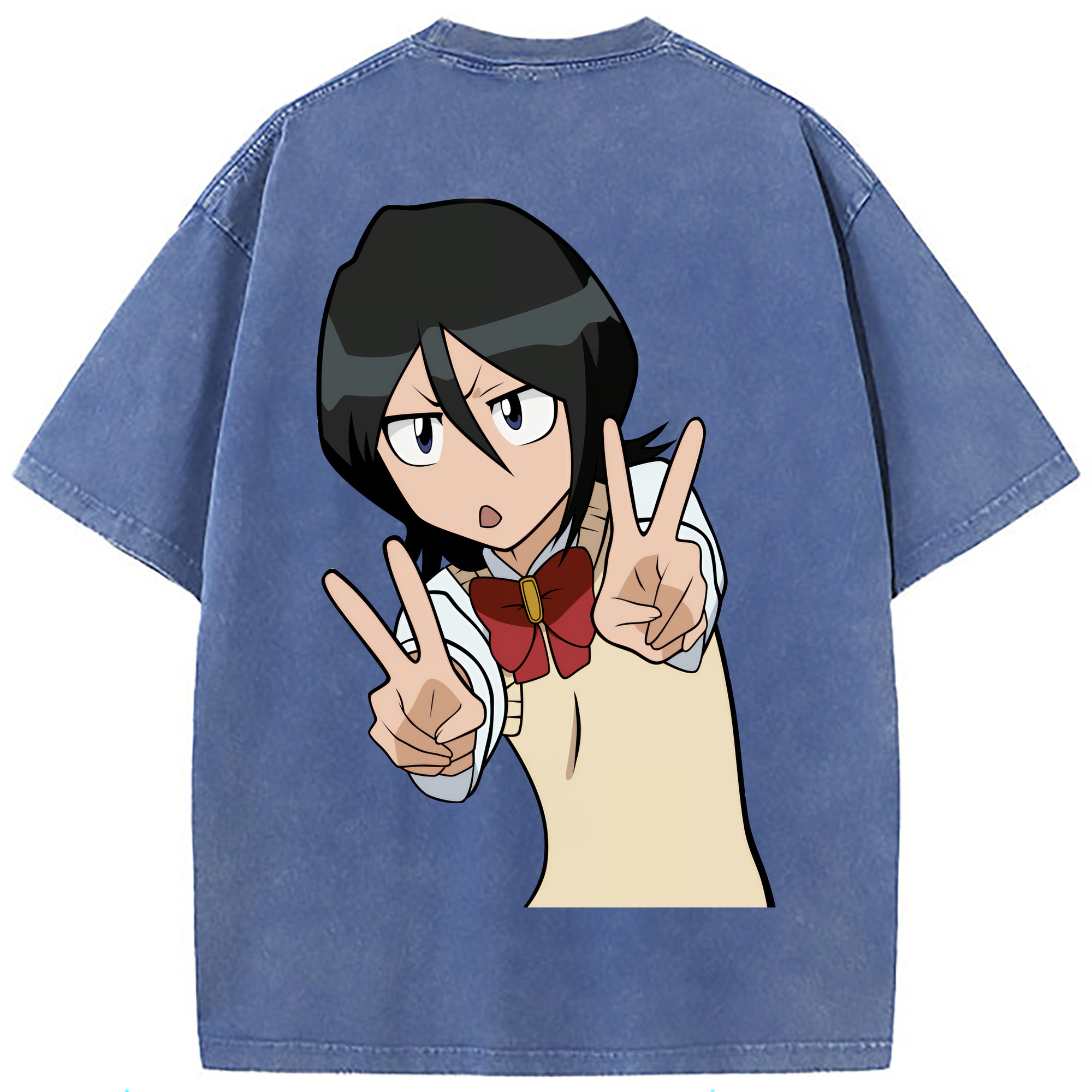 （画像用） ブリーチ 朽木ルキア BLEACH Kuchiki Rukia 綿100% ヴィンテージ風 半袖Tシャツ（背面プリント）