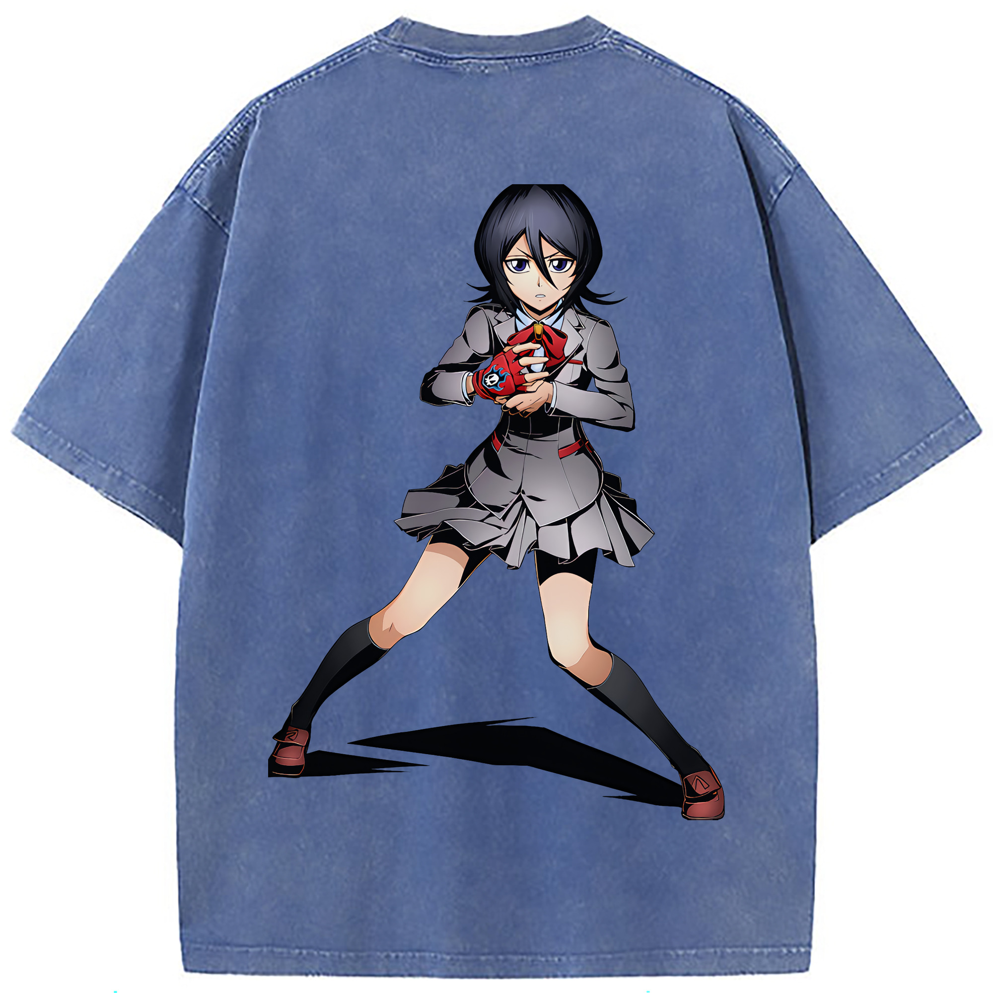 （画像用） ブリーチ 朽木ルキア BLEACH Kuchiki Rukia 綿100% ヴィンテージ風 半袖Tシャツ（背面プリント）