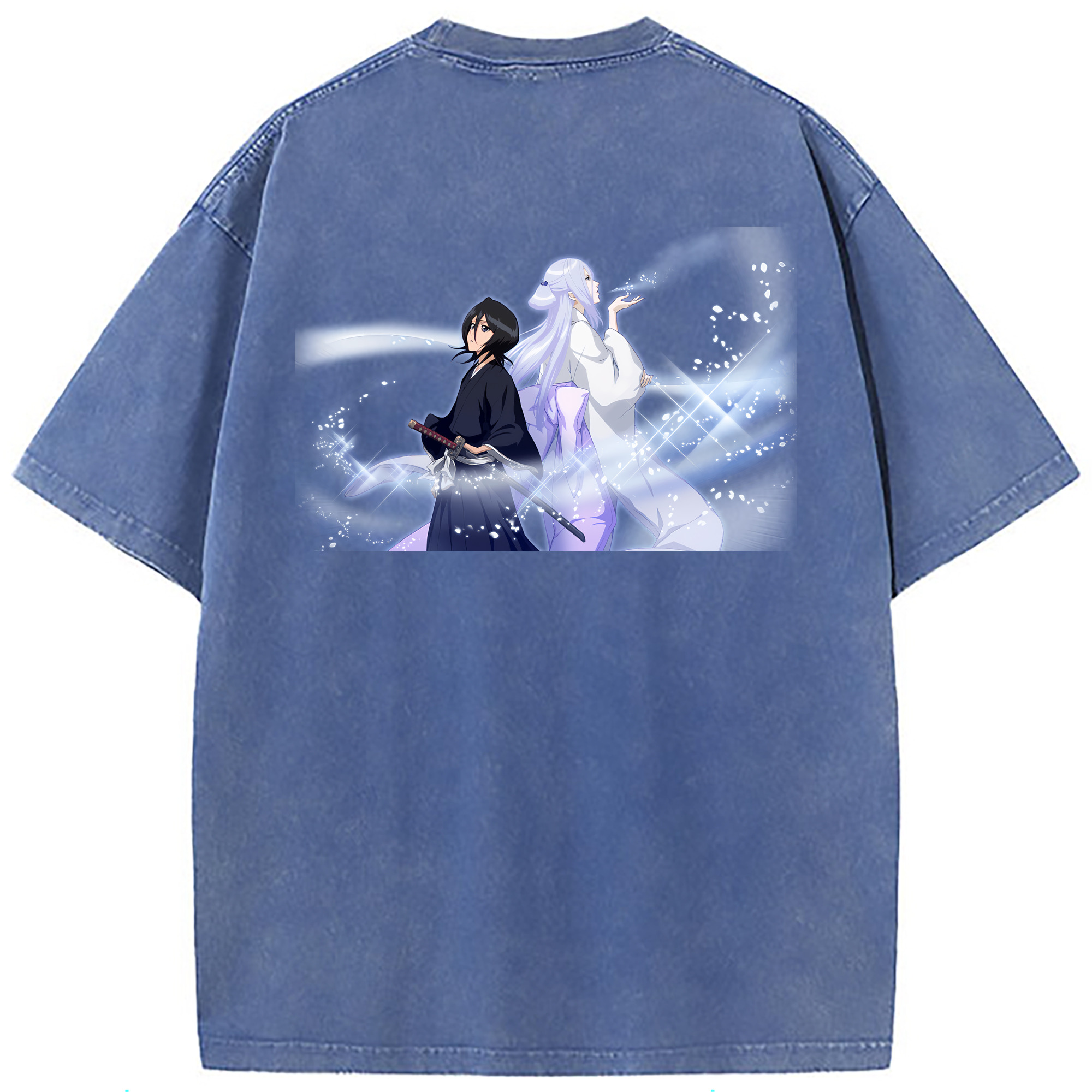 （画像用） ブリーチ 朽木ルキア BLEACH Kuchiki Rukia 綿100% ヴィンテージ風 半袖Tシャツ（背面プリント）