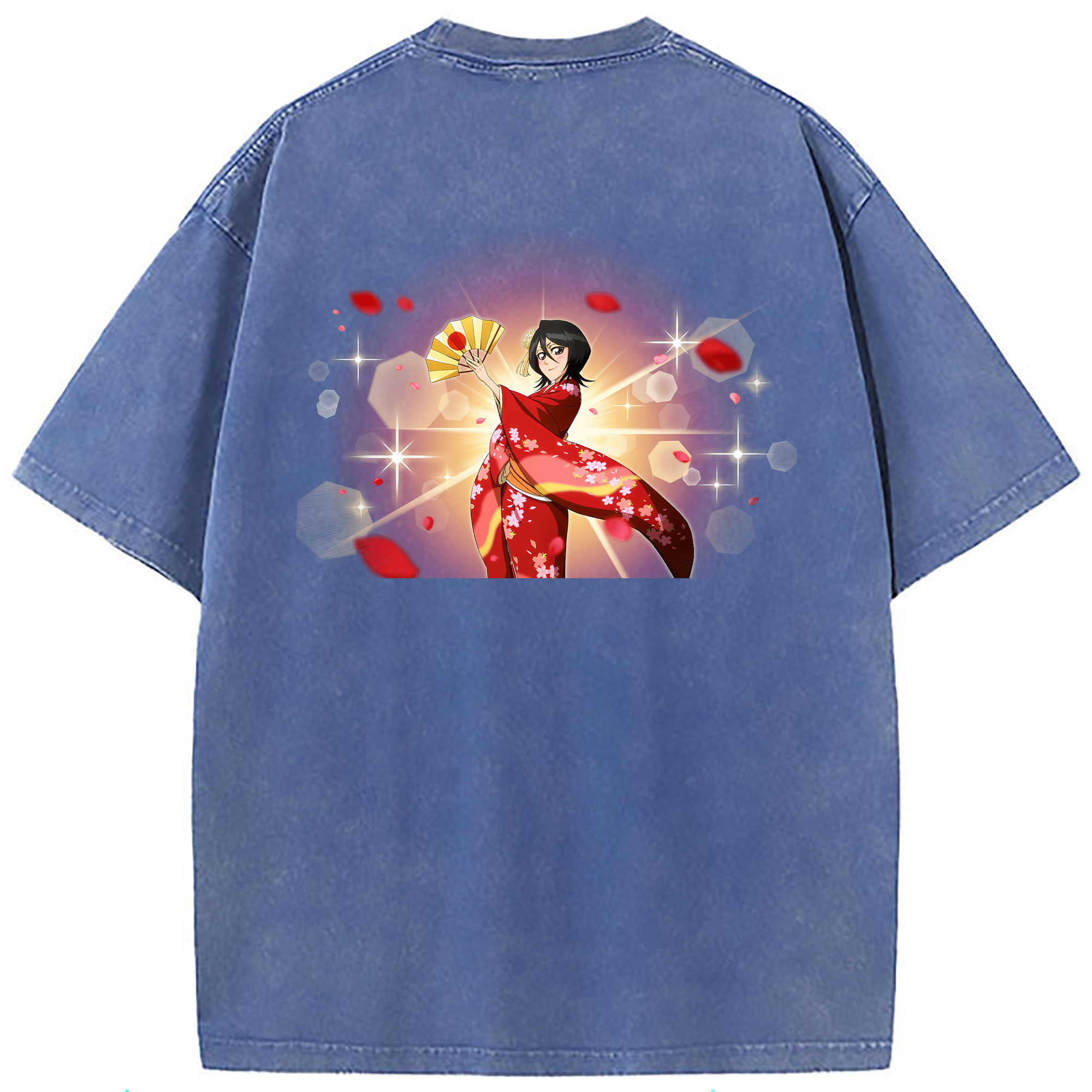 （画像用） ブリーチ 朽木ルキア BLEACH Kuchiki Rukia 綿100% ヴィンテージ風 半袖Tシャツ（背面プリント）
