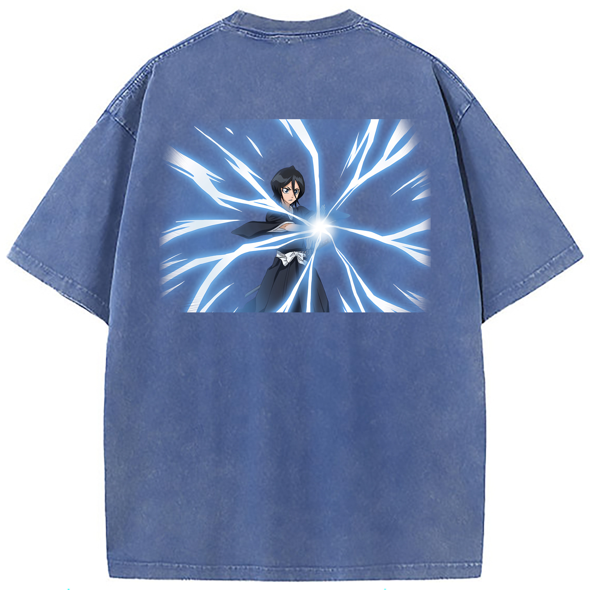 （画像用） ブリーチ 朽木ルキア BLEACH Kuchiki Rukia 綿100% ヴィンテージ風 半袖Tシャツ（背面プリント）