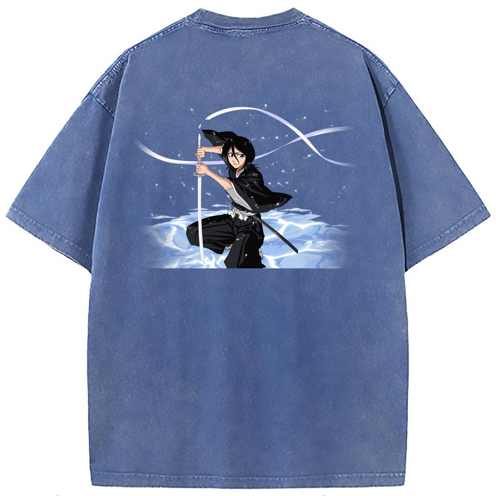 （画像用） ブリーチ 朽木ルキア BLEACH Kuchiki Rukia 綿100% ヴィンテージ風 半袖Tシャツ（背面プリント）