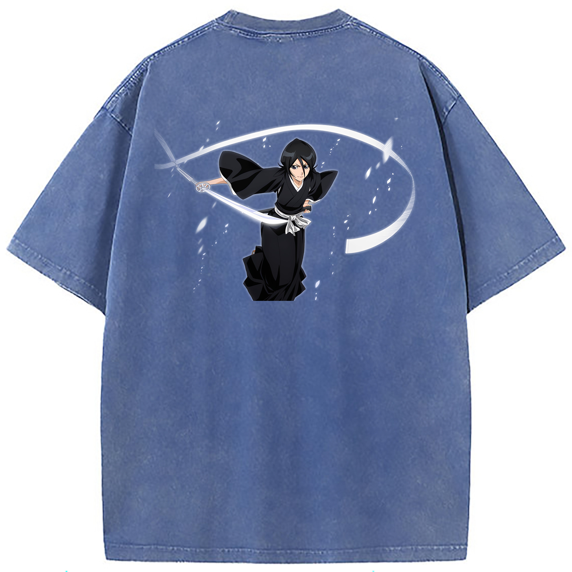 （画像用） ブリーチ 朽木ルキア BLEACH Kuchiki Rukia 綿100% ヴィンテージ風 半袖Tシャツ（背面プリント）