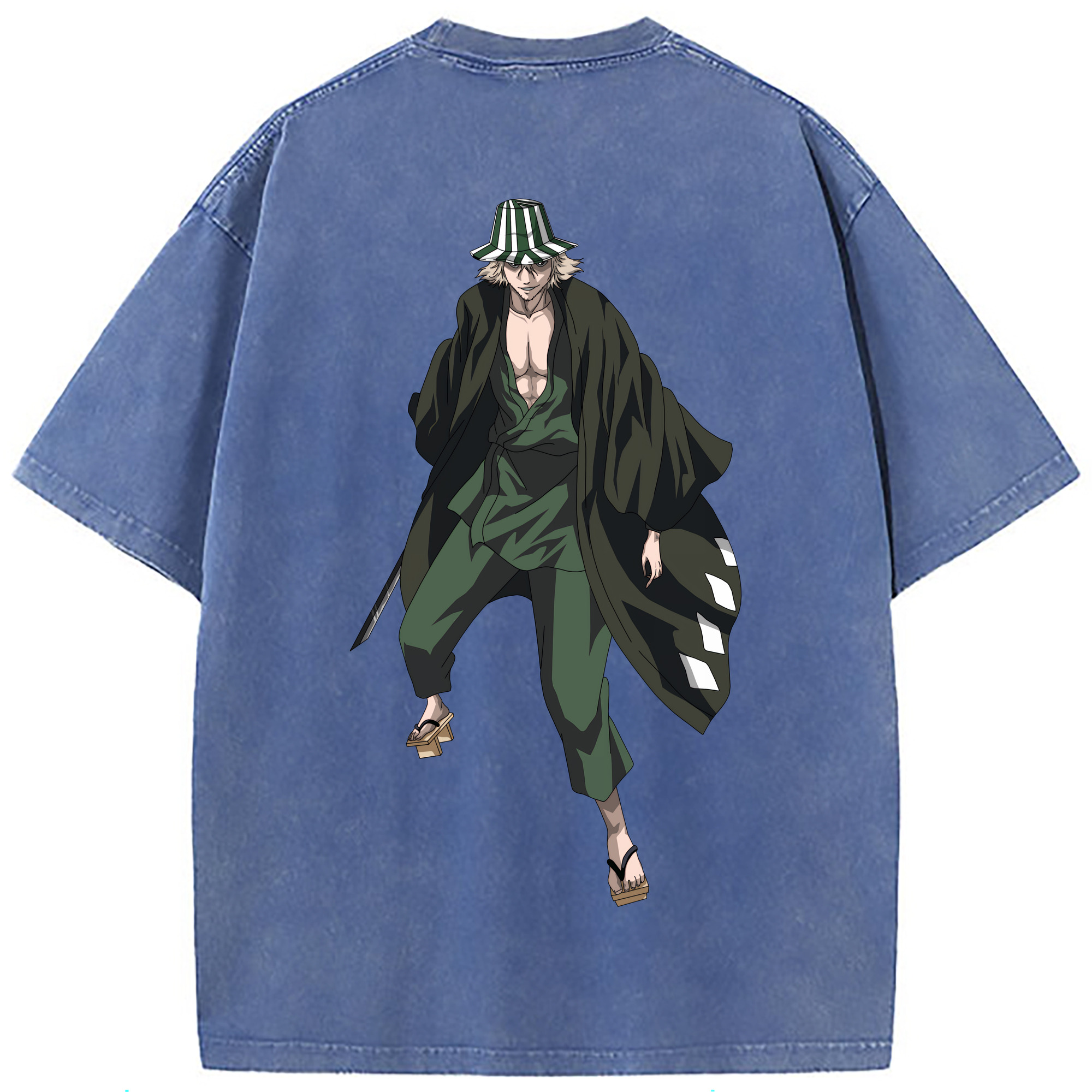 （画像用） "ブリーチ 浦原 喜助（うらはら きすけ） BLEACH Urahara Kisuke " 綿100% ヴィンテージ風 半袖Tシャツ（背面プリント）