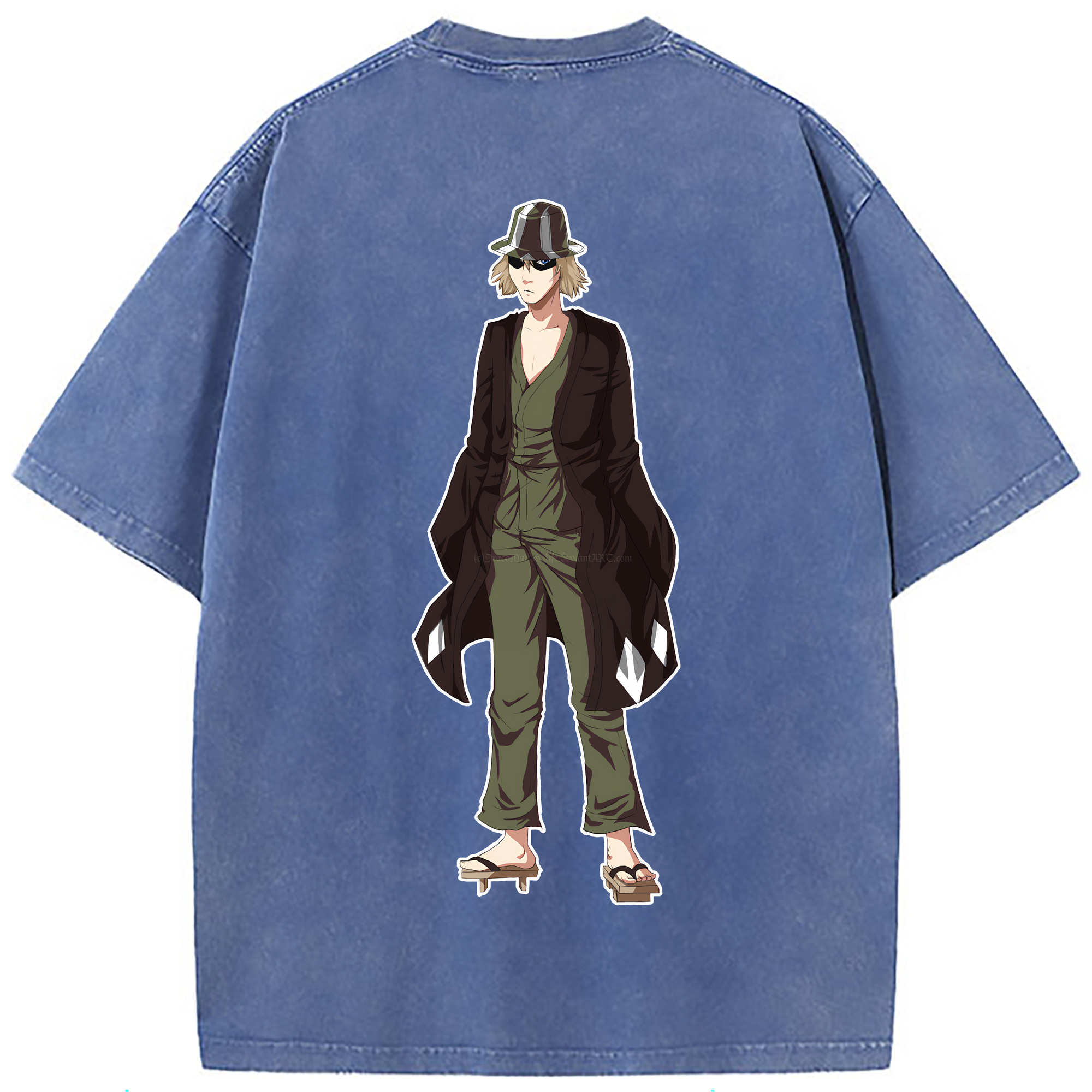 （画像用） "ブリーチ 浦原 喜助（うらはら きすけ） BLEACH Urahara Kisuke " 綿100% ヴィンテージ風 半袖Tシャツ（背面プリント）