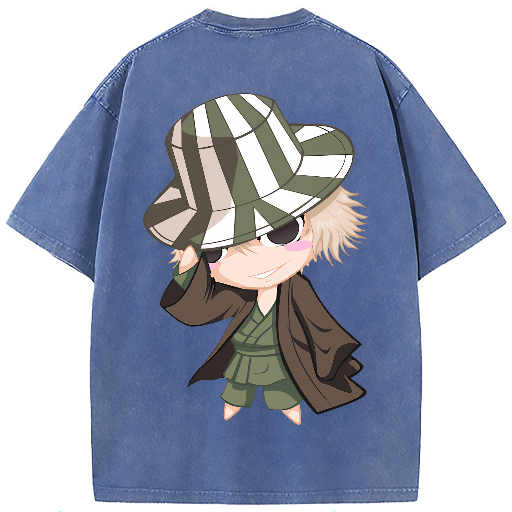 （画像用） "ブリーチ 浦原 喜助（うらはら きすけ） BLEACH Urahara Kisuke " 綿100% ヴィンテージ風 半袖Tシャツ（背面プリント）