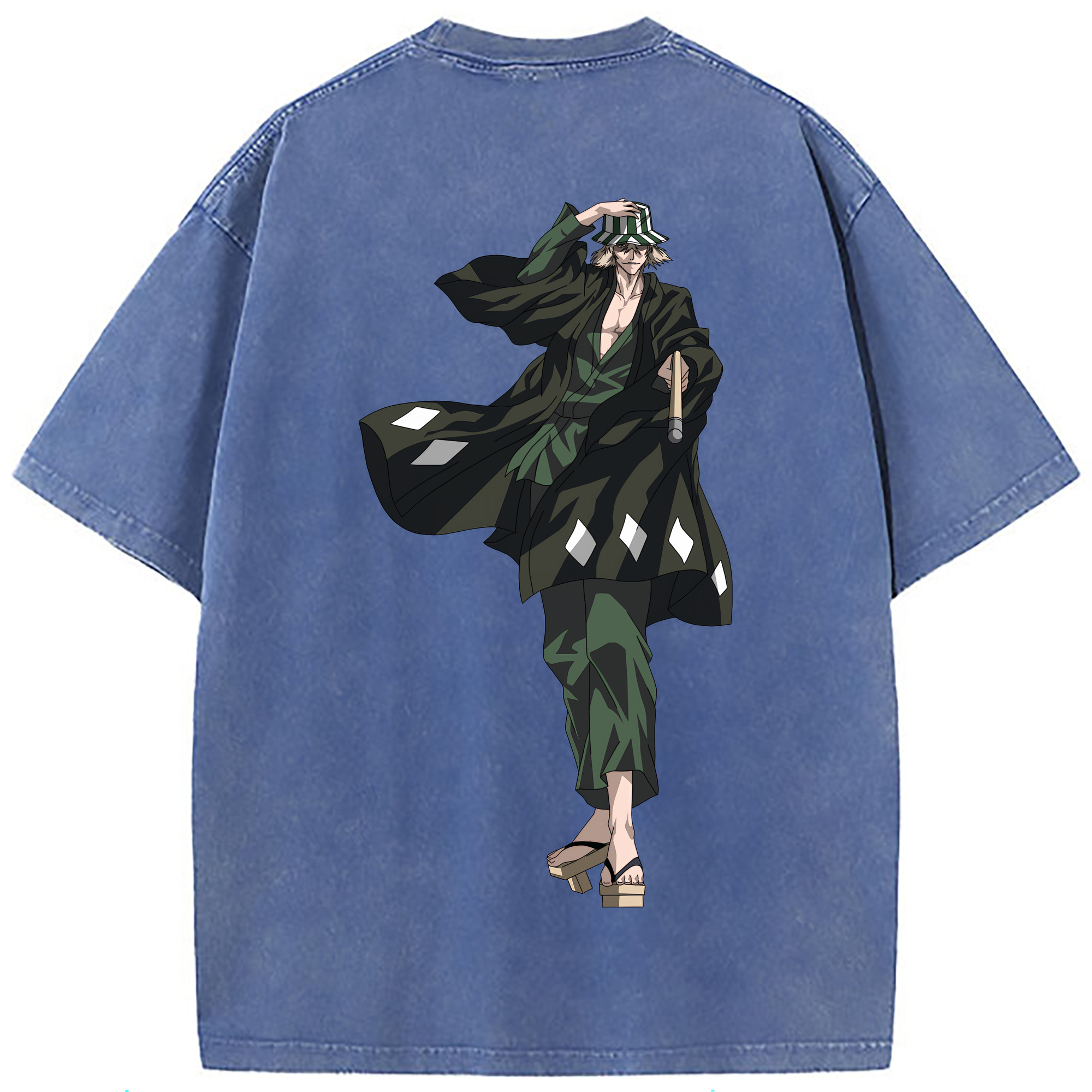 （画像用） "ブリーチ 浦原 喜助（うらはら きすけ） BLEACH Urahara Kisuke " 綿100% ヴィンテージ風 半袖Tシャツ（背面プリント）