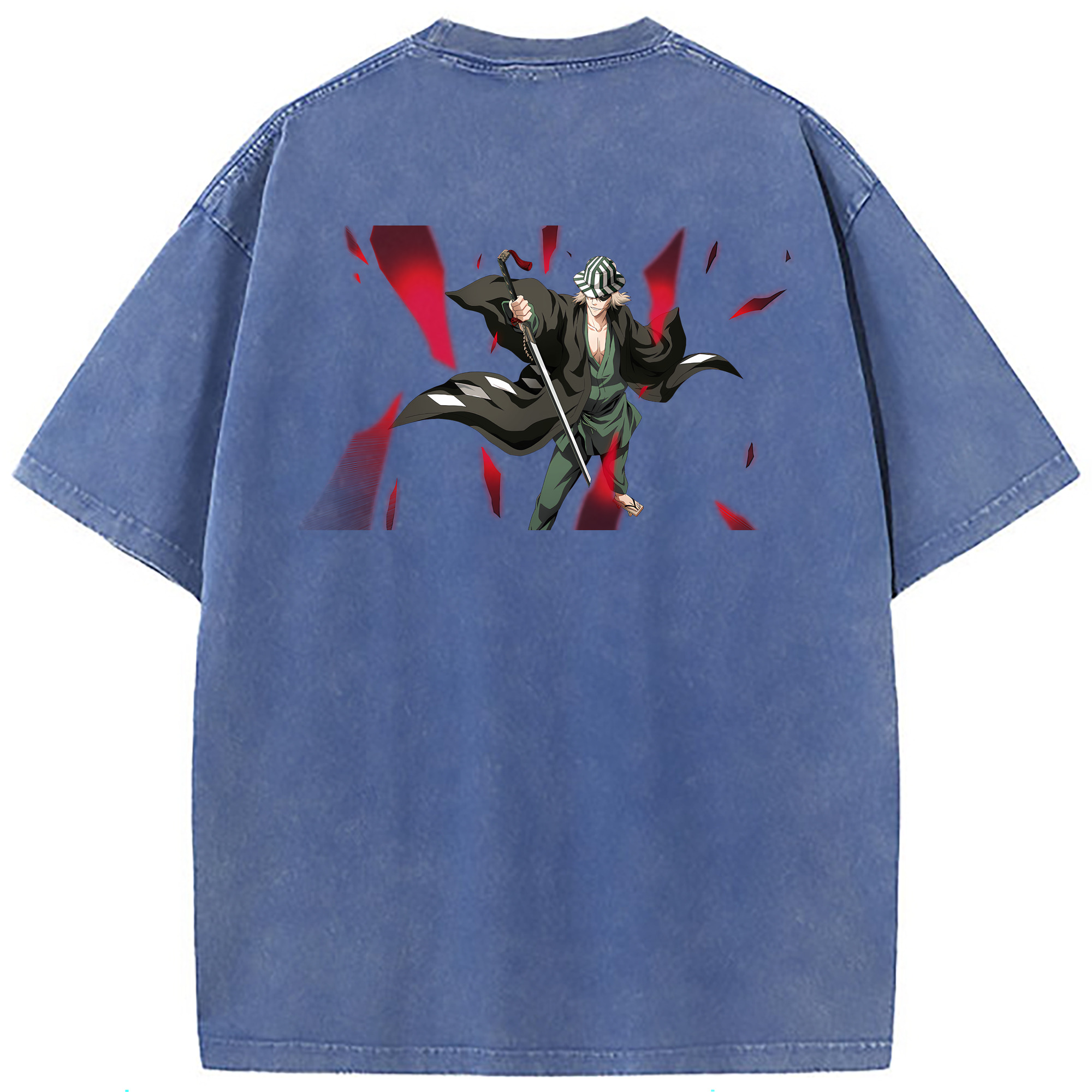 （画像用） "ブリーチ 浦原 喜助（うらはら きすけ） BLEACH Urahara Kisuke " 綿100% ヴィンテージ風 半袖Tシャツ（背面プリント）