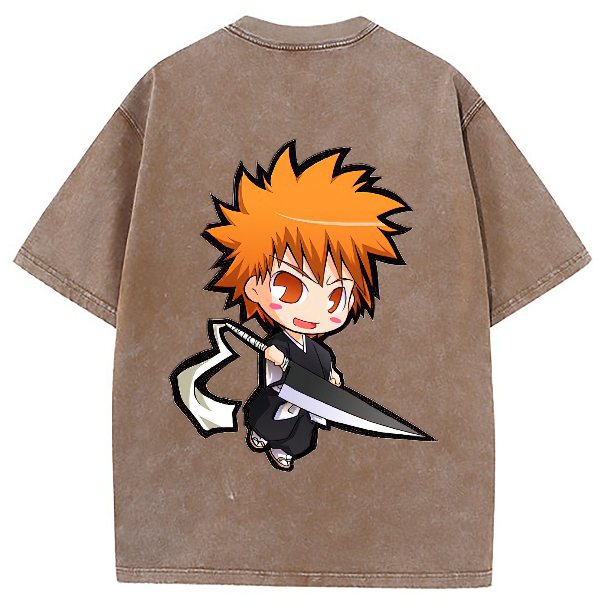（画像用） ブリーチ 黒崎一護（くろさき いちご）BLEACH Kurosaki Ichigo 綿100% ヴィンテージ風 半袖Tシャツ（背面プリント）