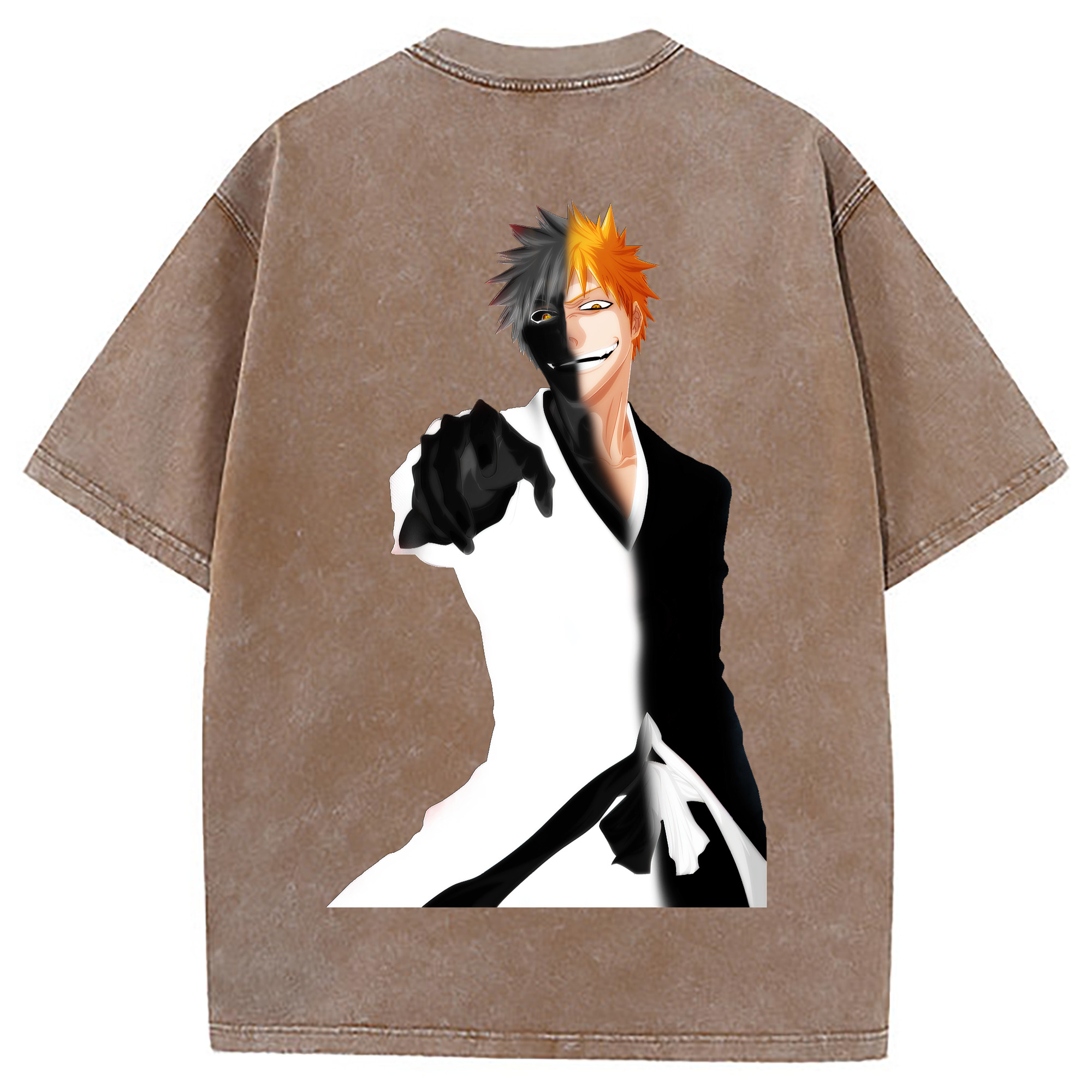 （画像用） ブリーチ 黒崎一護（くろさき いちご）BLEACH Kurosaki Ichigo 綿100% ヴィンテージ風 半袖Tシャツ（背面プリント）