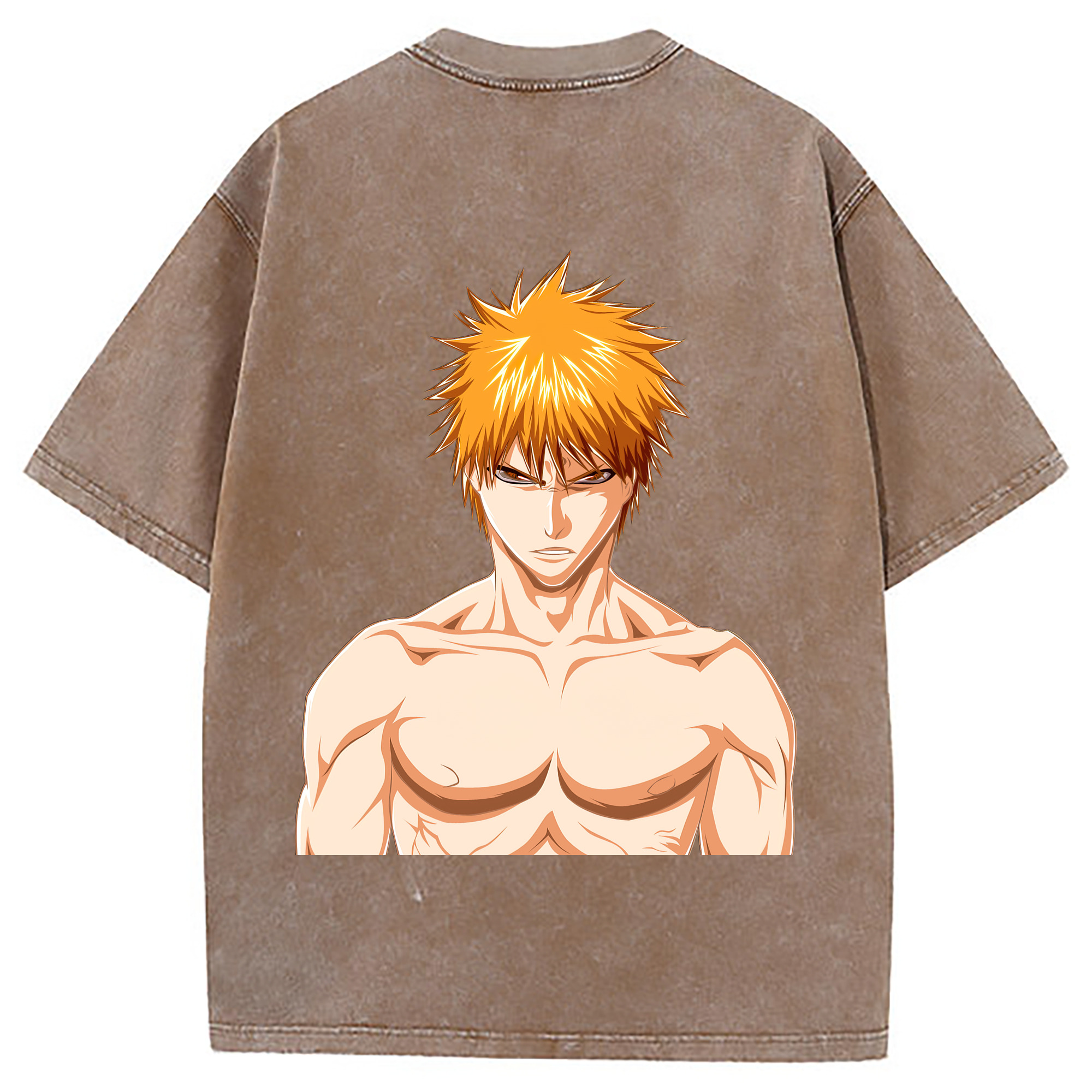 （画像用） ブリーチ 黒崎一護（くろさき いちご）BLEACH Kurosaki Ichigo 綿100% ヴィンテージ風 半袖Tシャツ（背面プリント）