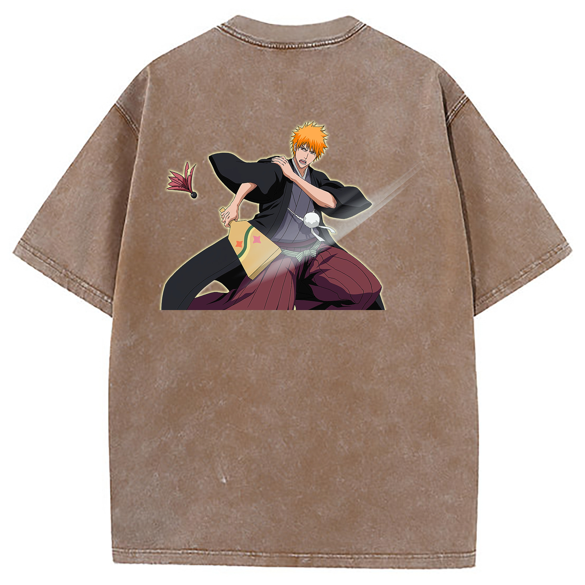 （画像用） ブリーチ 黒崎一護（くろさき いちご）BLEACH Kurosaki Ichigo 綿100% ヴィンテージ風 半袖Tシャツ（背面プリント）