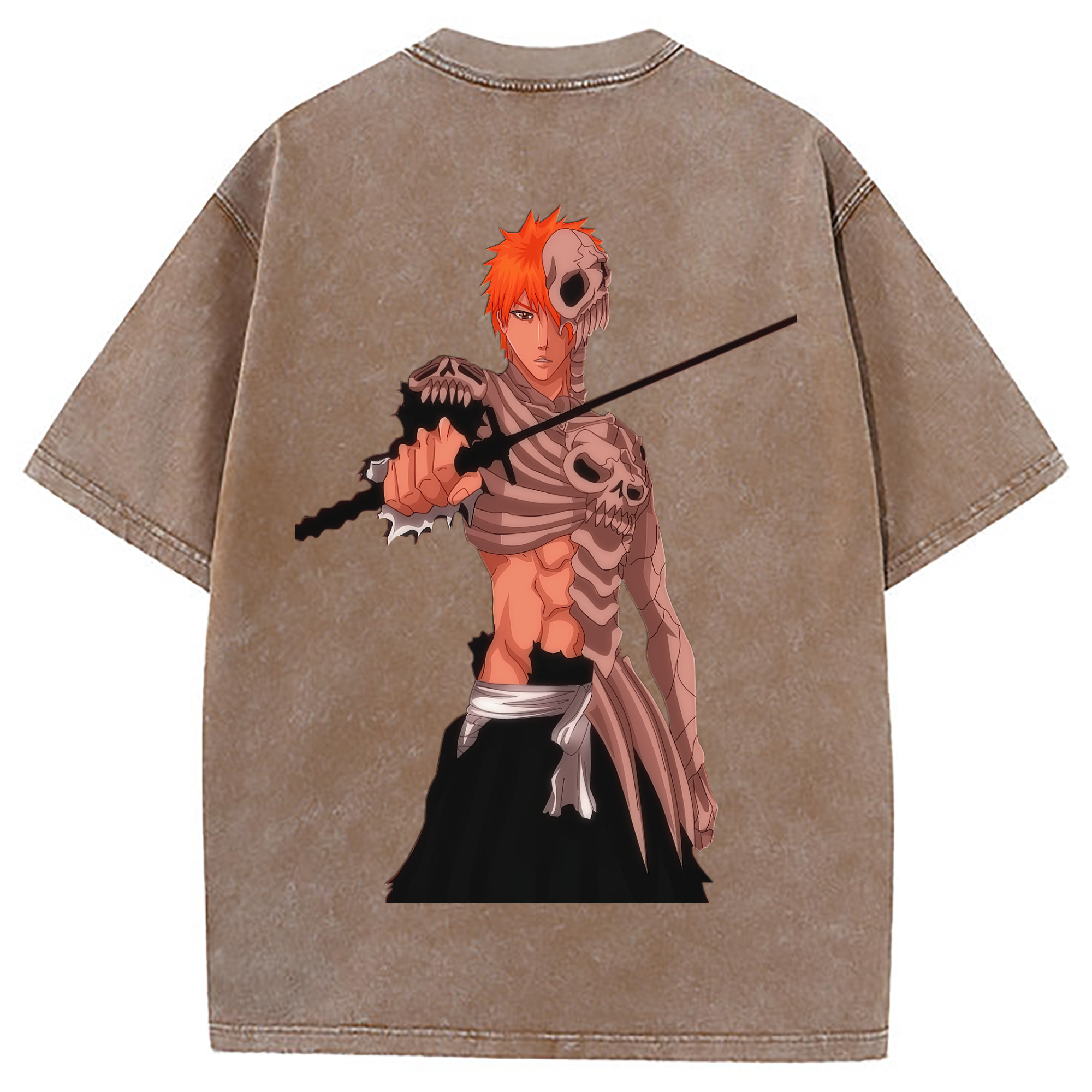 （画像用） ブリーチ 黒崎一護（くろさき いちご）BLEACH Kurosaki Ichigo 綿100% ヴィンテージ風 半袖Tシャツ（背面プリント）
