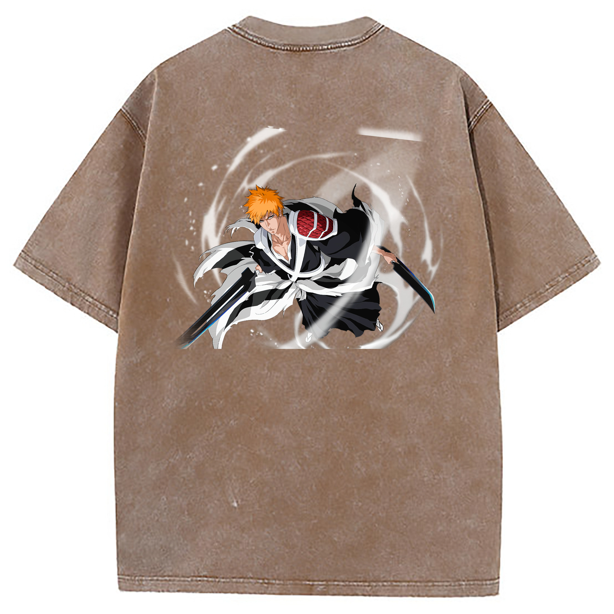 （画像用） ブリーチ 黒崎一護（くろさき いちご）BLEACH Kurosaki Ichigo 綿100% ヴィンテージ風 半袖Tシャツ（背面プリント）