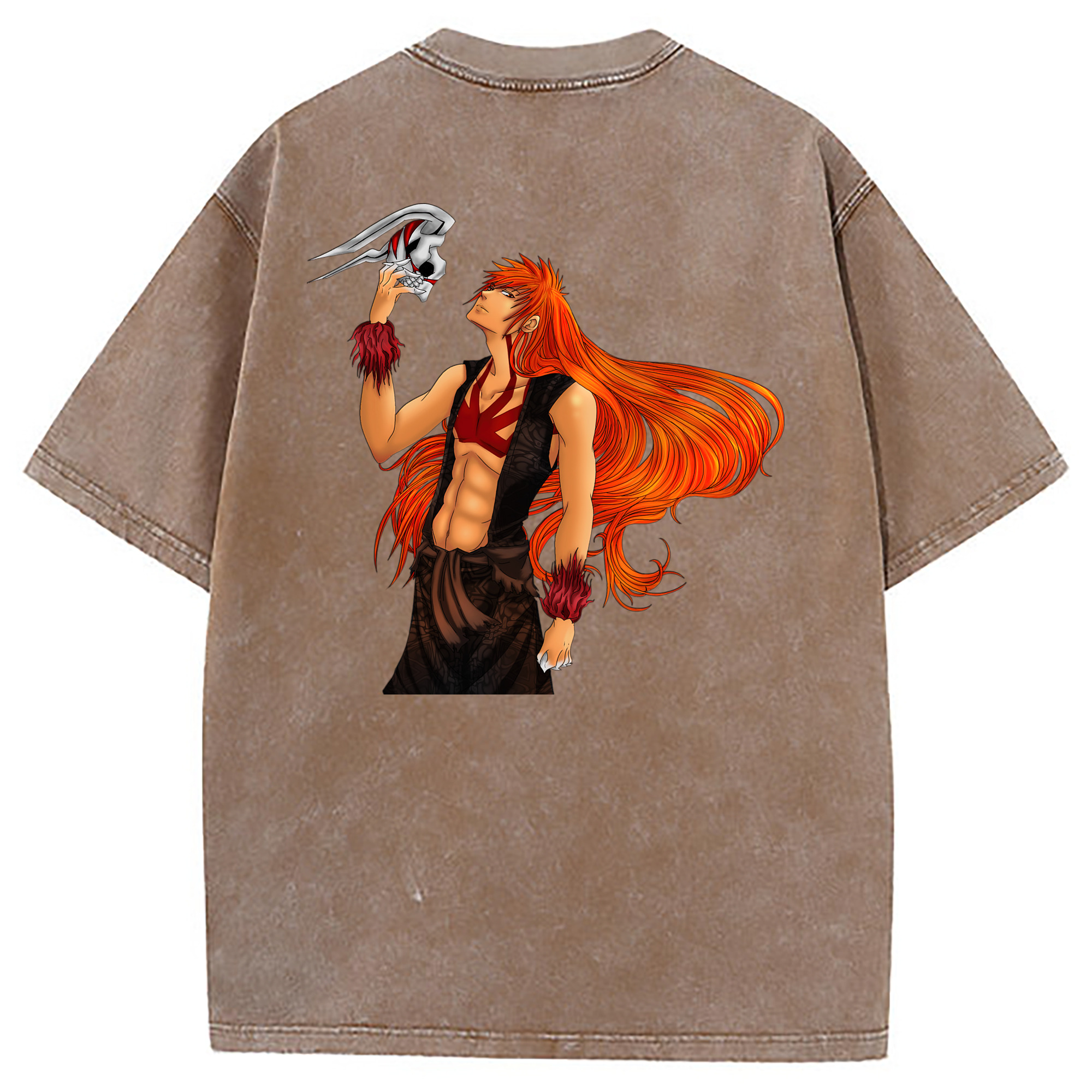 （画像用） ブリーチ 黒崎一護（くろさき いちご）BLEACH Kurosaki Ichigo 綿100% ヴィンテージ風 半袖Tシャツ（背面プリント）