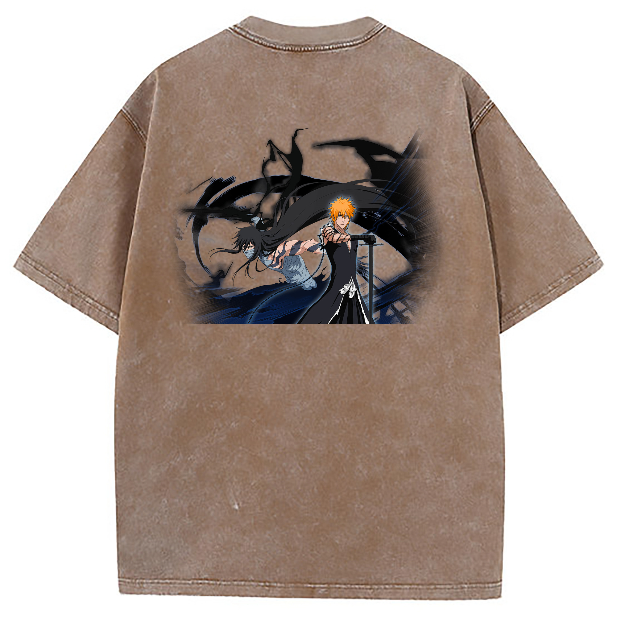 （画像用） ブリーチ 黒崎一護（くろさき いちご）BLEACH Kurosaki Ichigo 綿100% ヴィンテージ風 半袖Tシャツ（背面プリント）