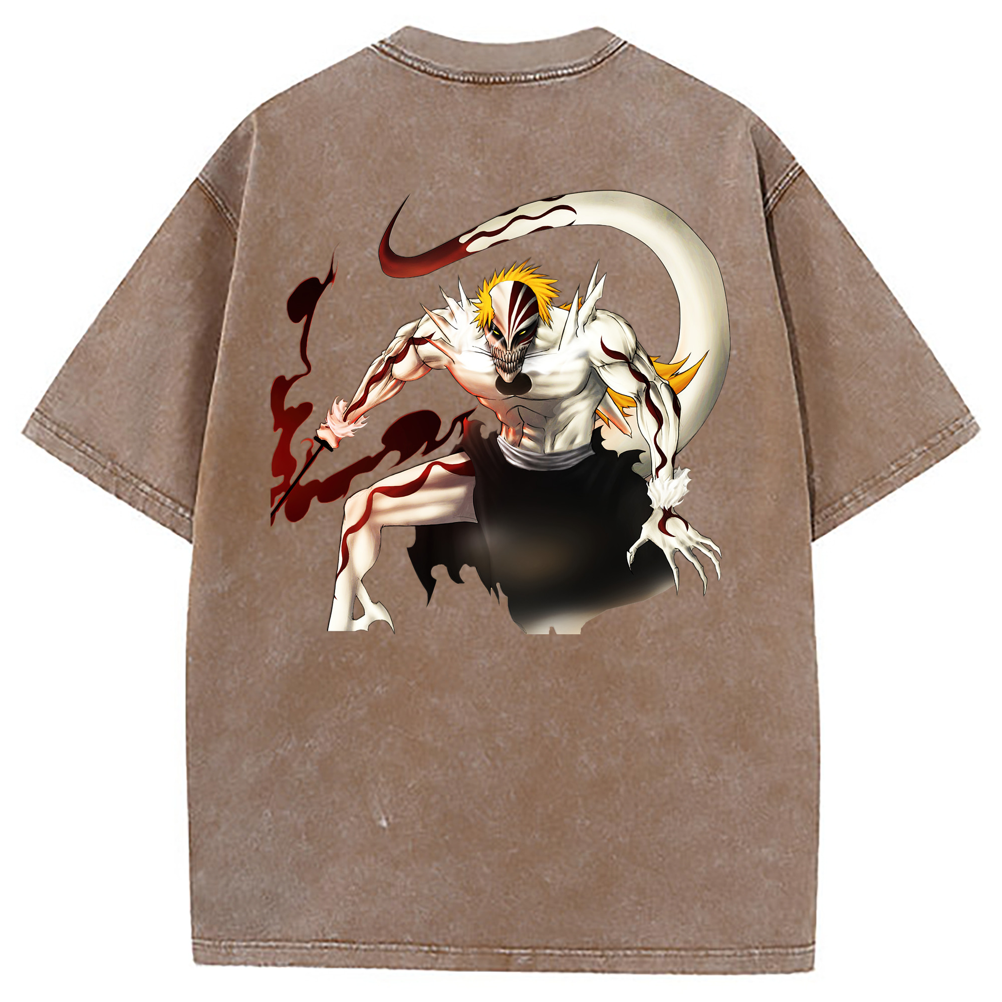 （画像用） ブリーチ 黒崎一護（くろさき いちご）BLEACH Kurosaki Ichigo 綿100% ヴィンテージ風 半袖Tシャツ（背面プリント）
