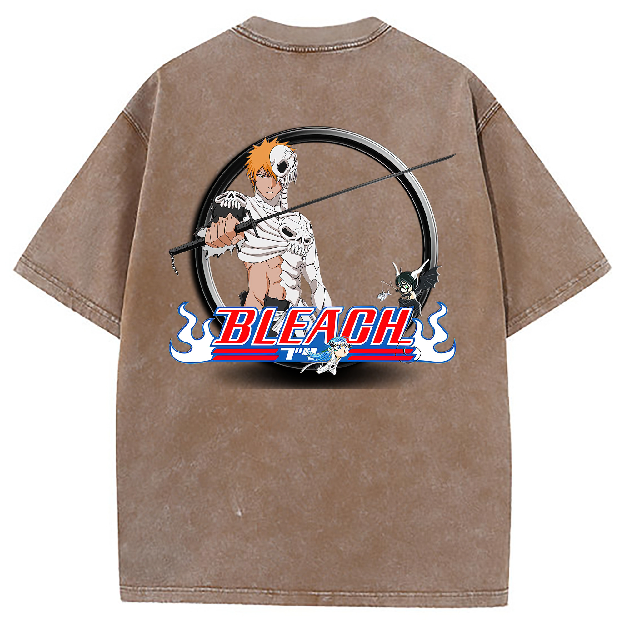 （画像用） ブリーチ 黒崎一護（くろさき いちご）BLEACH Kurosaki Ichigo 綿100% ヴィンテージ風 半袖Tシャツ（背面プリント）