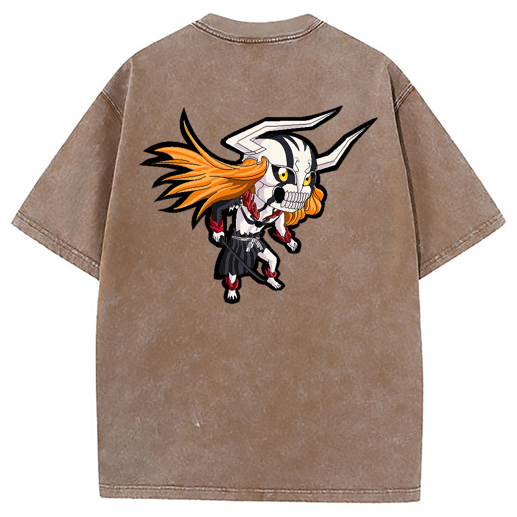 （画像用） ブリーチ 黒崎一護（くろさき いちご）BLEACH Kurosaki Ichigo 綿100% ヴィンテージ風 半袖Tシャツ（背面プリント）