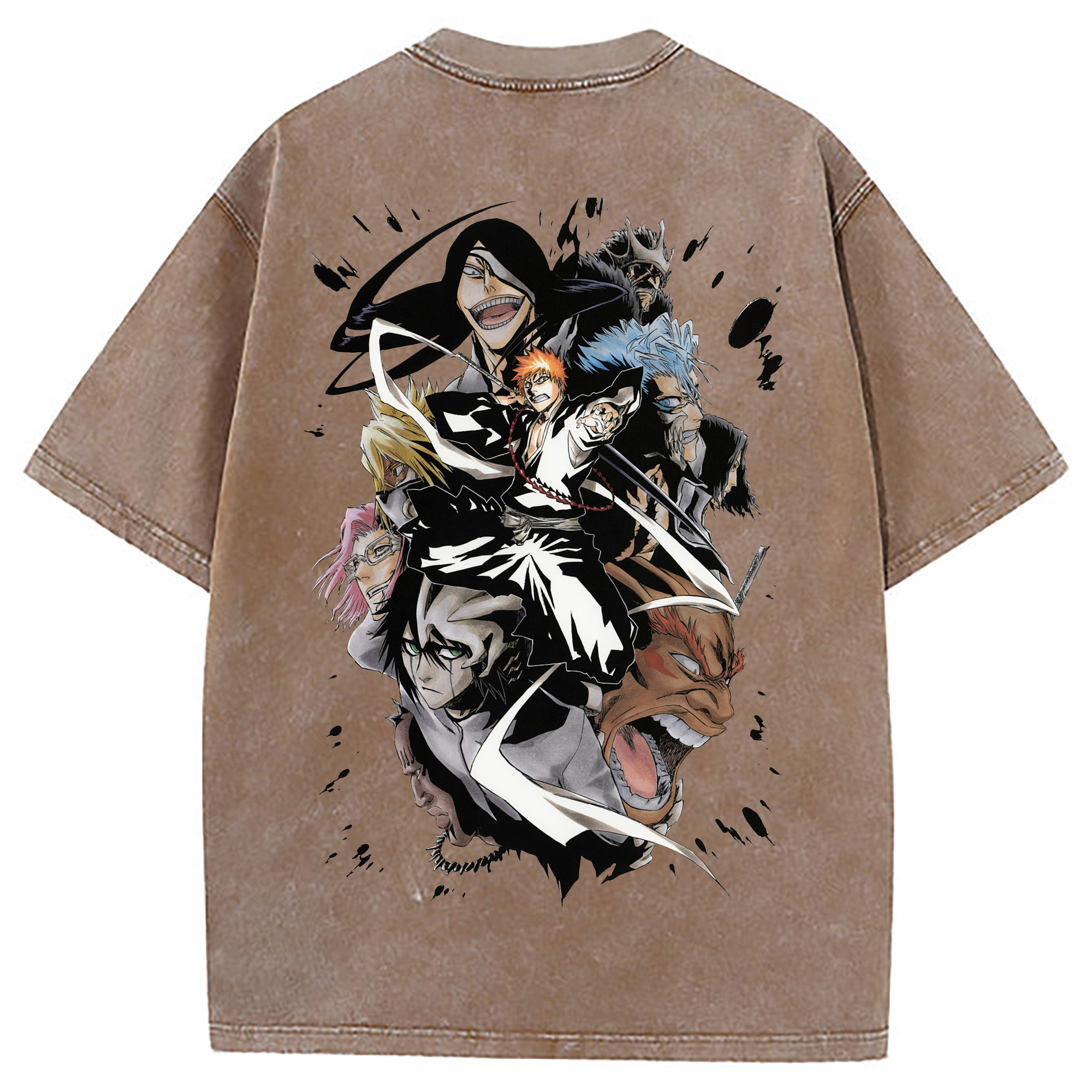 （画像用） ブリーチ 黒崎一護（くろさき いちご）BLEACH Kurosaki Ichigo 綿100% ヴィンテージ風 半袖Tシャツ（背面プリント）