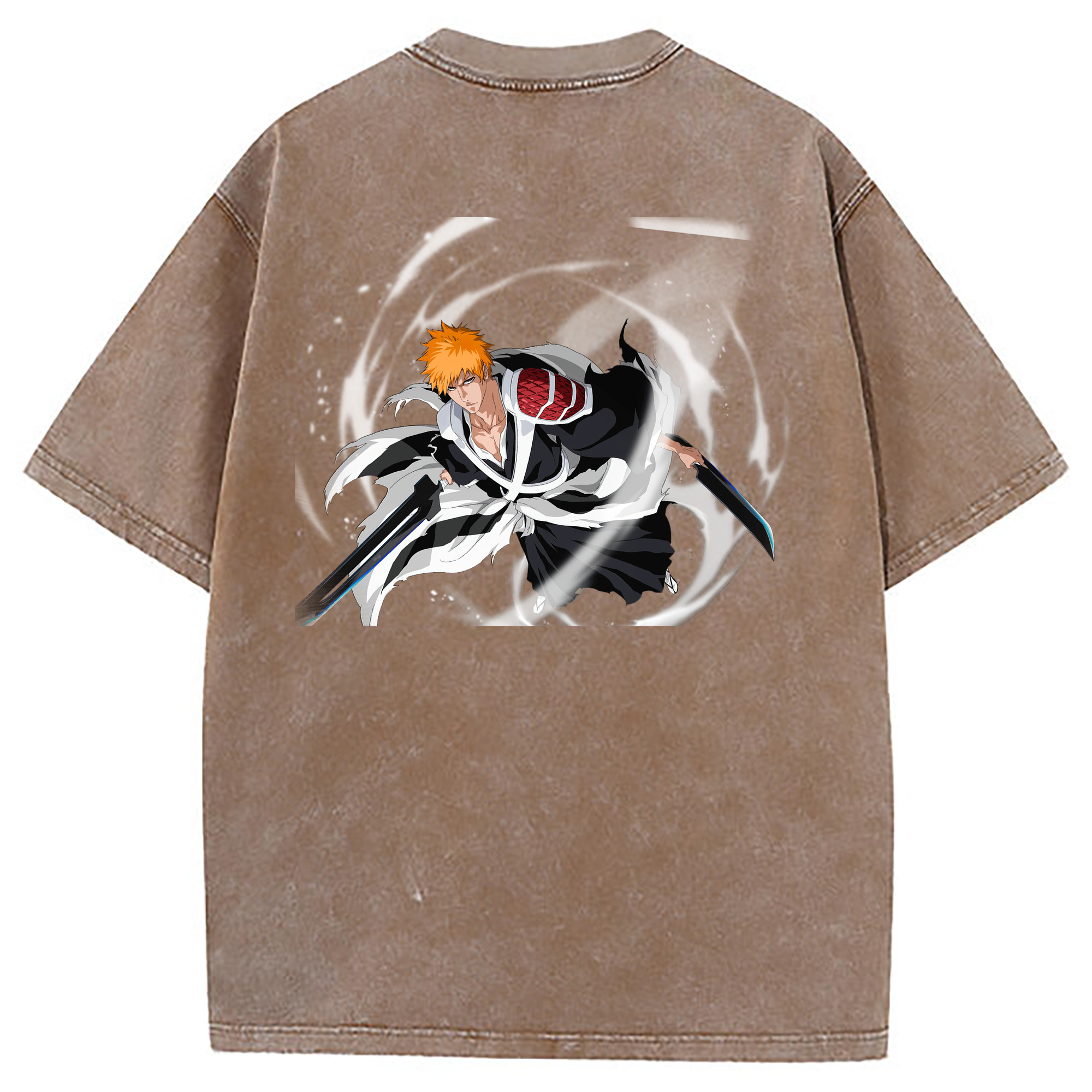 （画像用） ブリーチ 黒崎一護（くろさき いちご）BLEACH Kurosaki Ichigo 綿100% ヴィンテージ風 半袖Tシャツ（背面プリント）