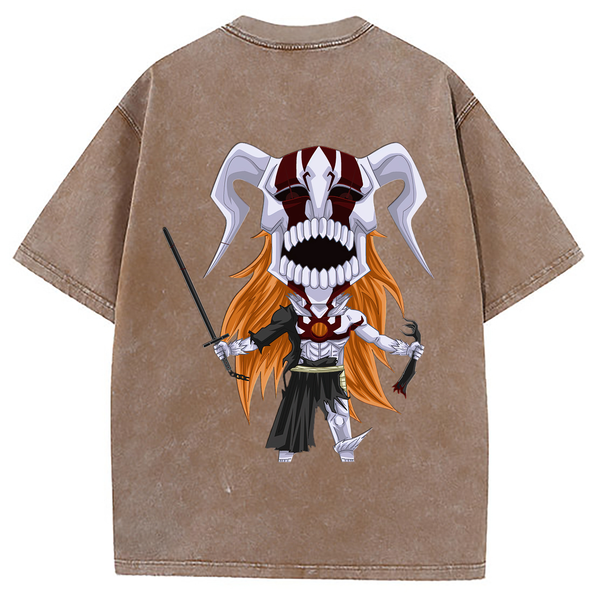 （画像用） ブリーチ 黒崎一護（くろさき いちご）BLEACH Kurosaki Ichigo 綿100% ヴィンテージ風 半袖Tシャツ（背面プリント）