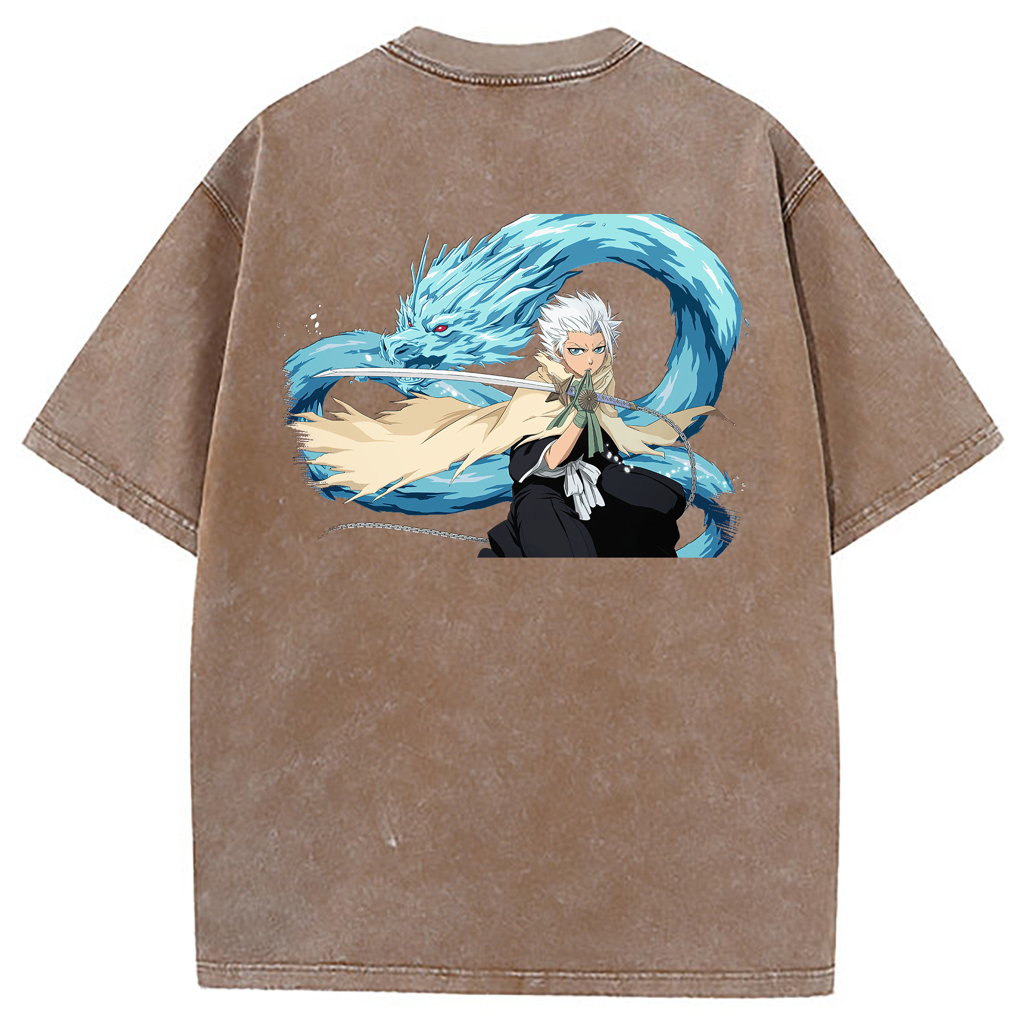 （画像用） ブリーチ 日番谷冬獅郎（ひつがや とうしろう） BLEACH Hitsugaya Toushirou 綿100% ヴィンテージ風 半袖Tシャツ（背面プリント）