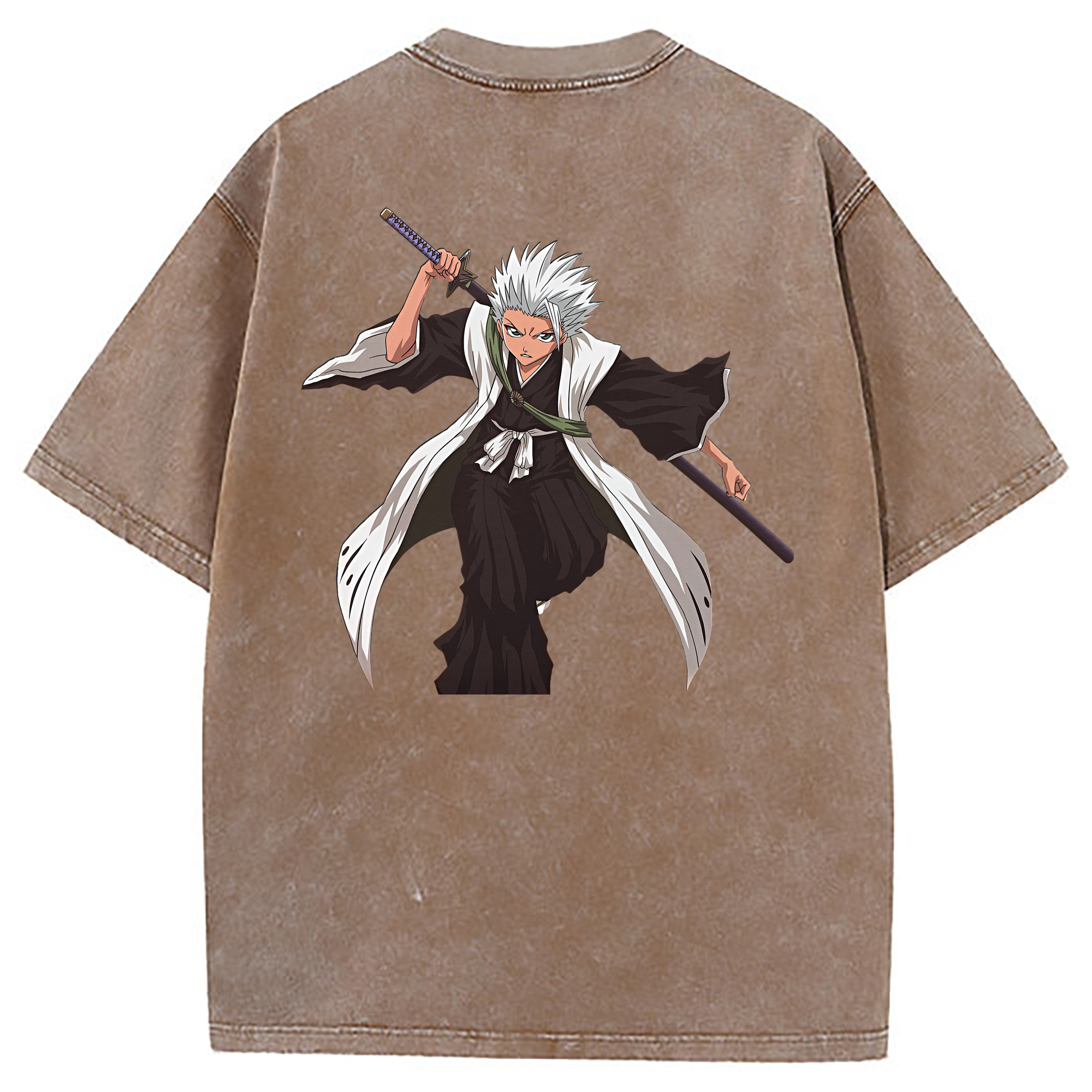 （画像用） ブリーチ 日番谷冬獅郎（ひつがや とうしろう） BLEACH Hitsugaya Toushirou 綿100% ヴィンテージ風 半袖Tシャツ（背面プリント）