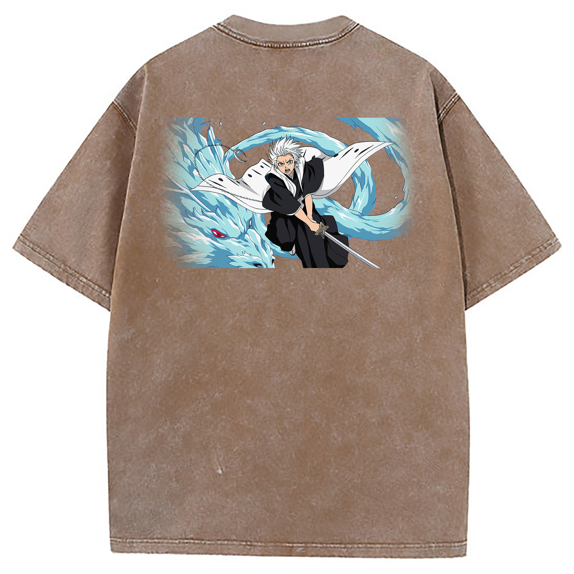 （画像用） ブリーチ 日番谷冬獅郎（ひつがや とうしろう） BLEACH Hitsugaya Toushirou 綿100% ヴィンテージ風 半袖Tシャツ（背面プリント）