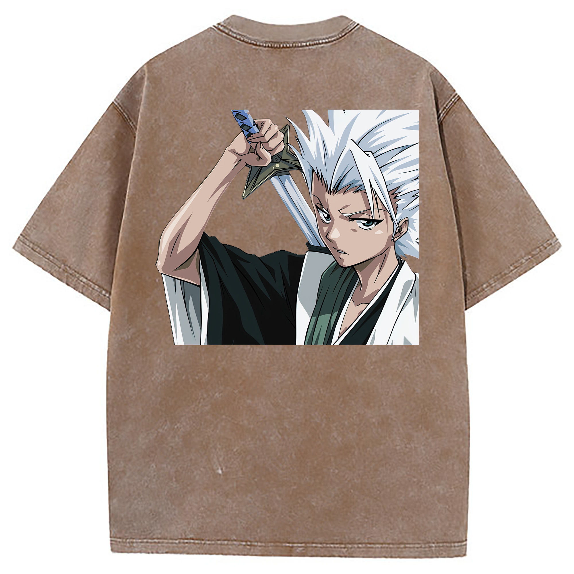 （画像用） ブリーチ 日番谷冬獅郎（ひつがや とうしろう） BLEACH Hitsugaya Toushirou 綿100% ヴィンテージ風 半袖Tシャツ（背面プリント）
