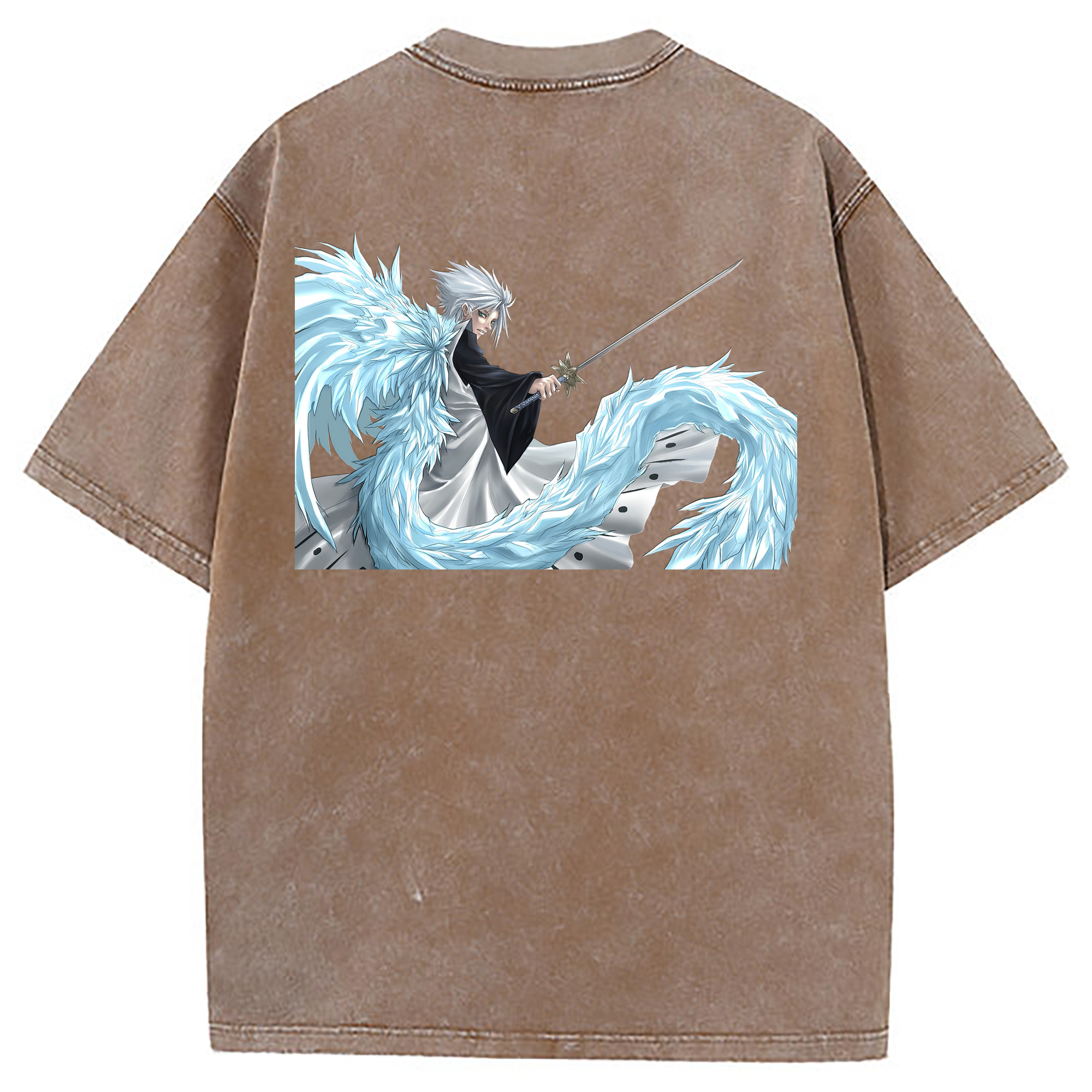 （画像用） ブリーチ 日番谷冬獅郎（ひつがや とうしろう） BLEACH Hitsugaya Toushirou 綿100% ヴィンテージ風 半袖Tシャツ（背面プリント）