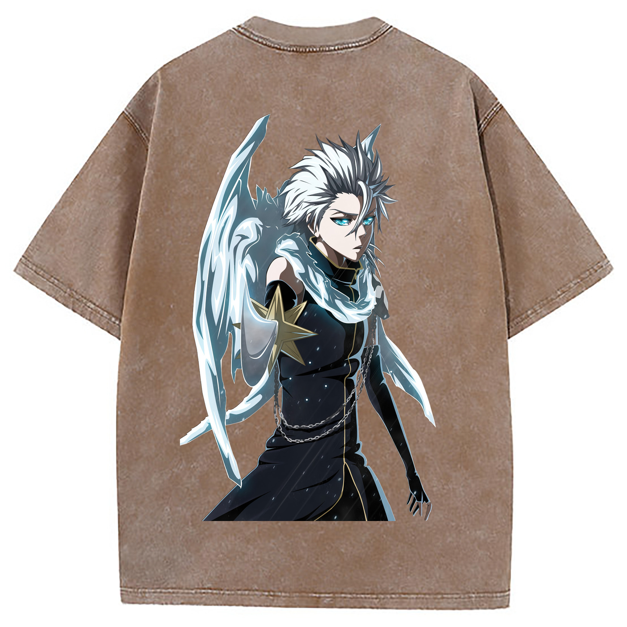 （画像用） ブリーチ 日番谷冬獅郎（ひつがや とうしろう） BLEACH Hitsugaya Toushirou 綿100% ヴィンテージ風 半袖Tシャツ（背面プリント）