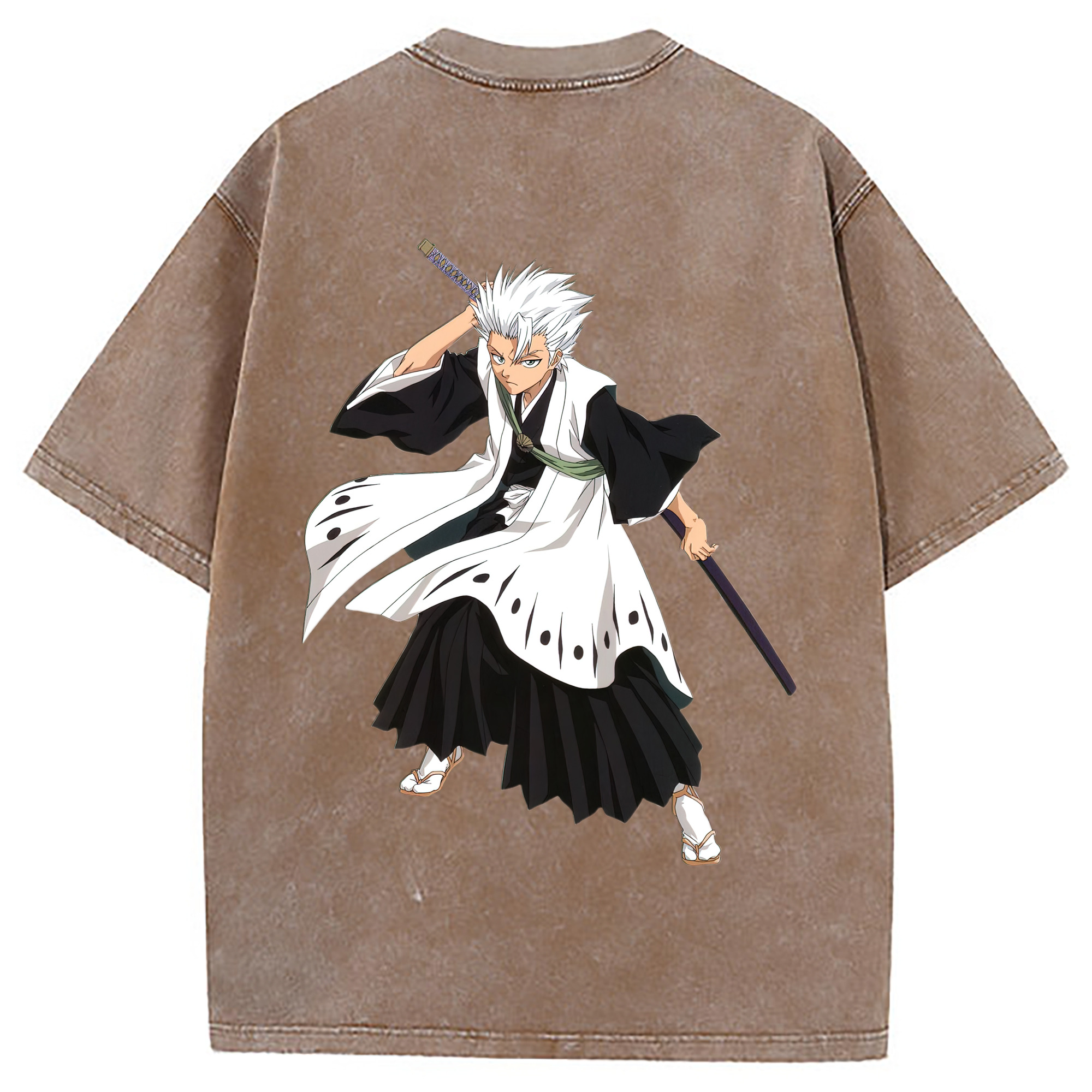 （画像用） ブリーチ 日番谷冬獅郎（ひつがや とうしろう） BLEACH Hitsugaya Toushirou 綿100% ヴィンテージ風 半袖Tシャツ（背面プリント）