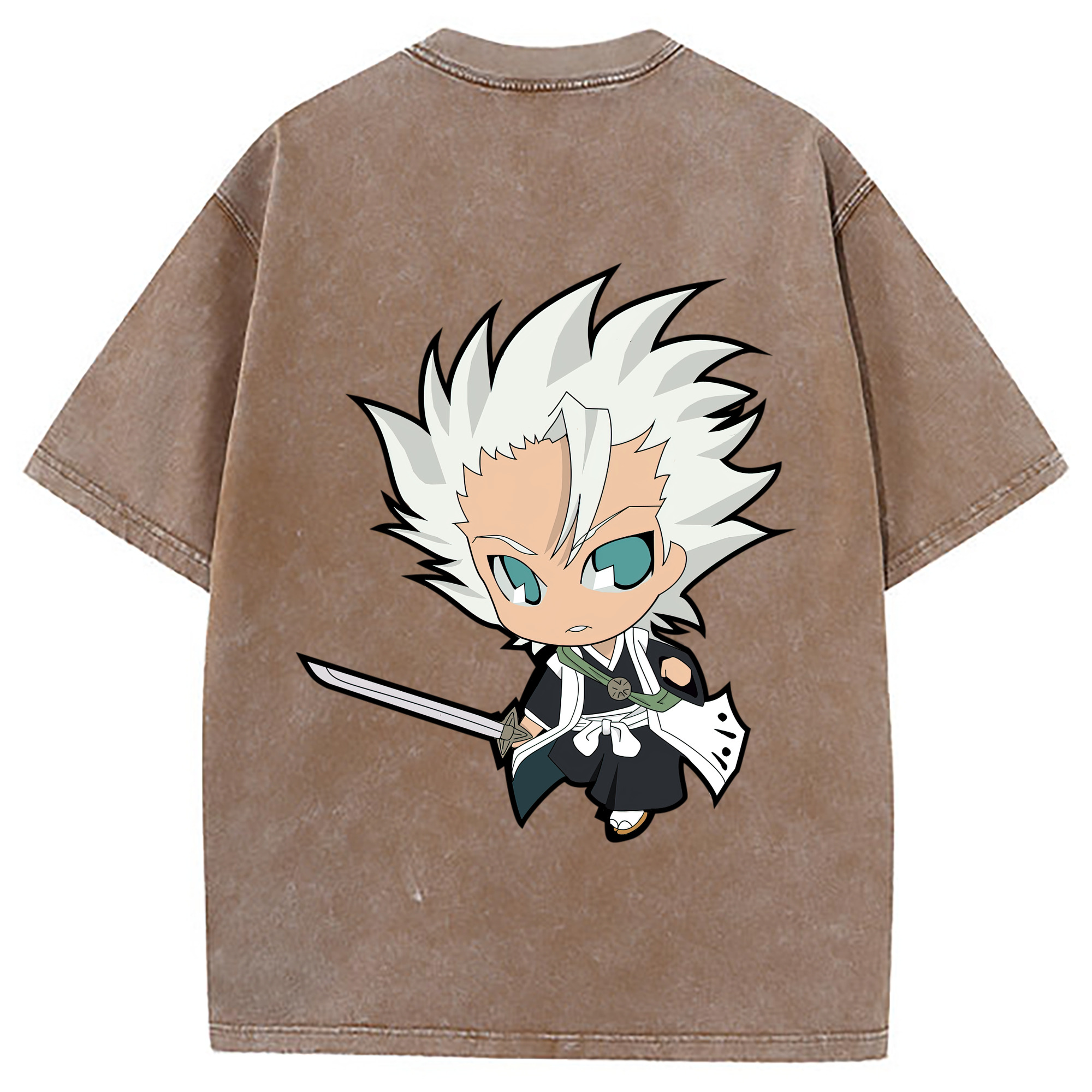 （画像用） ブリーチ 日番谷冬獅郎（ひつがや とうしろう） BLEACH Hitsugaya Toushirou 綿100% ヴィンテージ風 半袖Tシャツ（背面プリント）