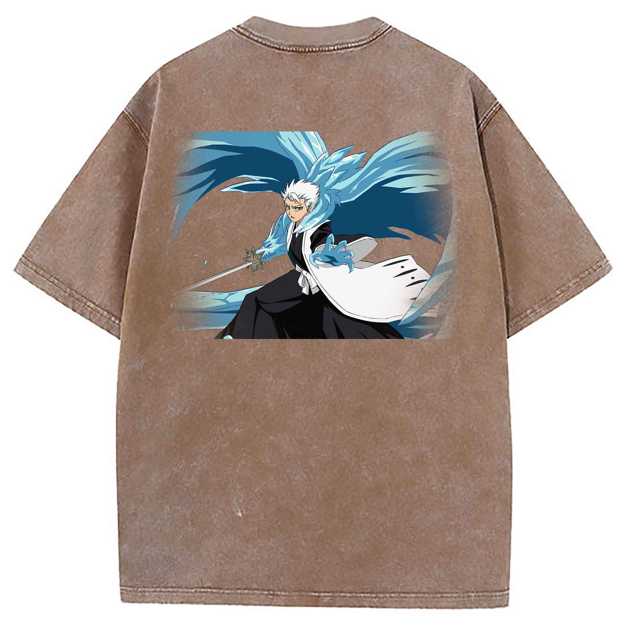（画像用） ブリーチ 日番谷冬獅郎（ひつがや とうしろう） BLEACH Hitsugaya Toushirou 綿100% ヴィンテージ風 半袖Tシャツ（背面プリント）