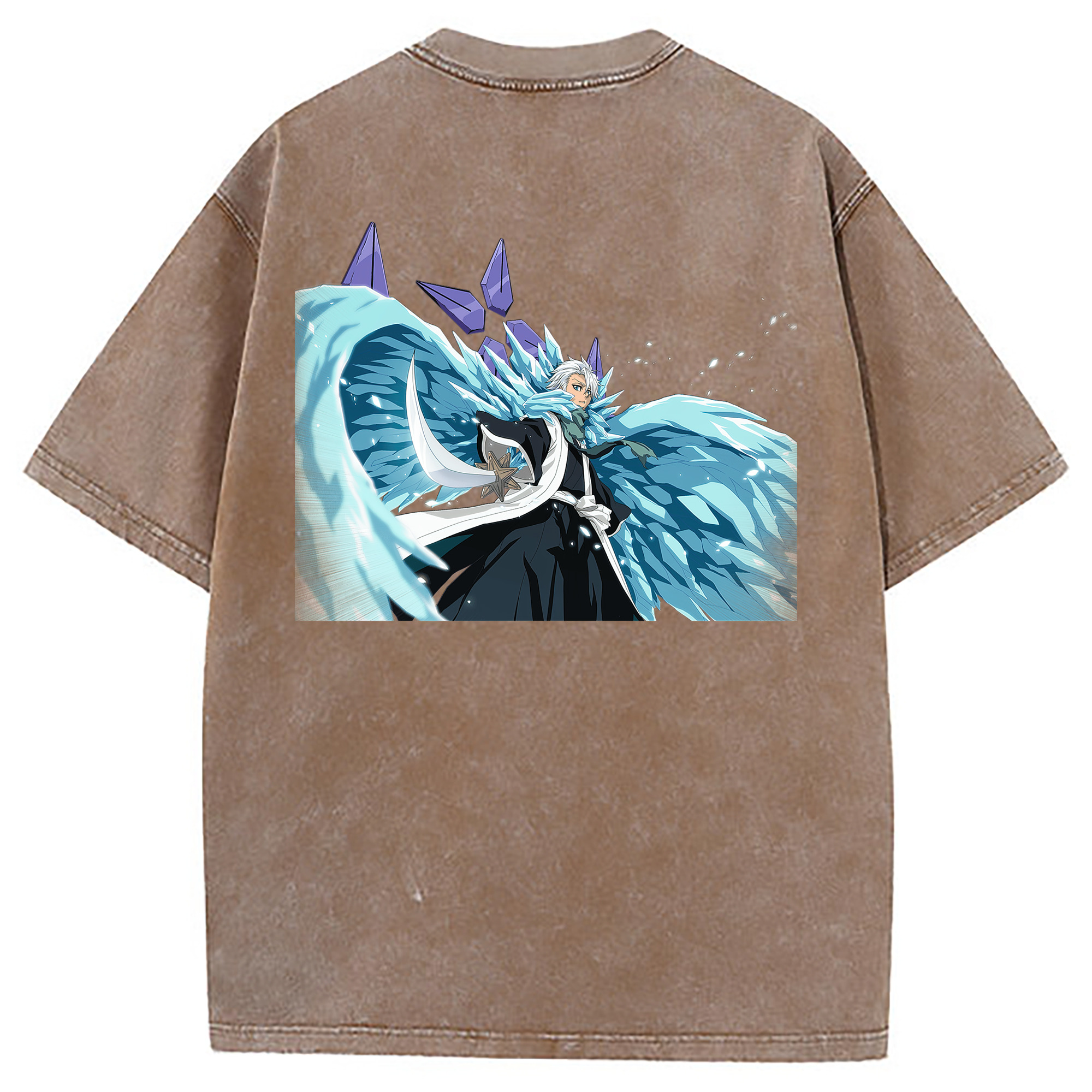 （画像用） ブリーチ 日番谷冬獅郎（ひつがや とうしろう） BLEACH Hitsugaya Toushirou 綿100% ヴィンテージ風 半袖Tシャツ（背面プリント）