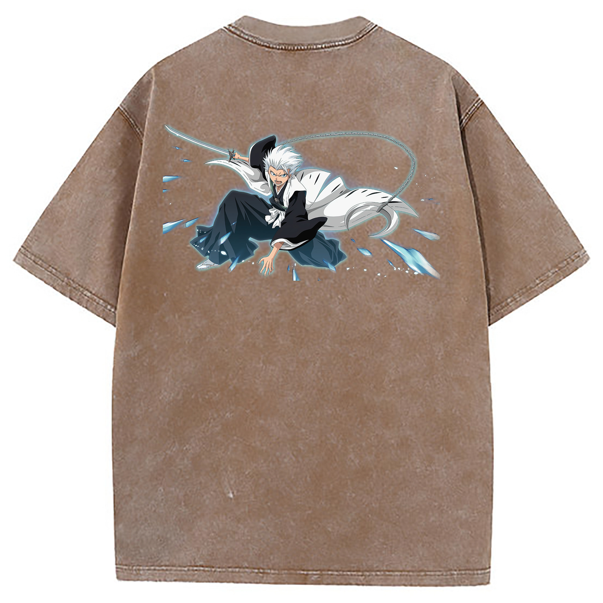 （画像用） ブリーチ 日番谷冬獅郎（ひつがや とうしろう） BLEACH Hitsugaya Toushirou 綿100% ヴィンテージ風 半袖Tシャツ（背面プリント）