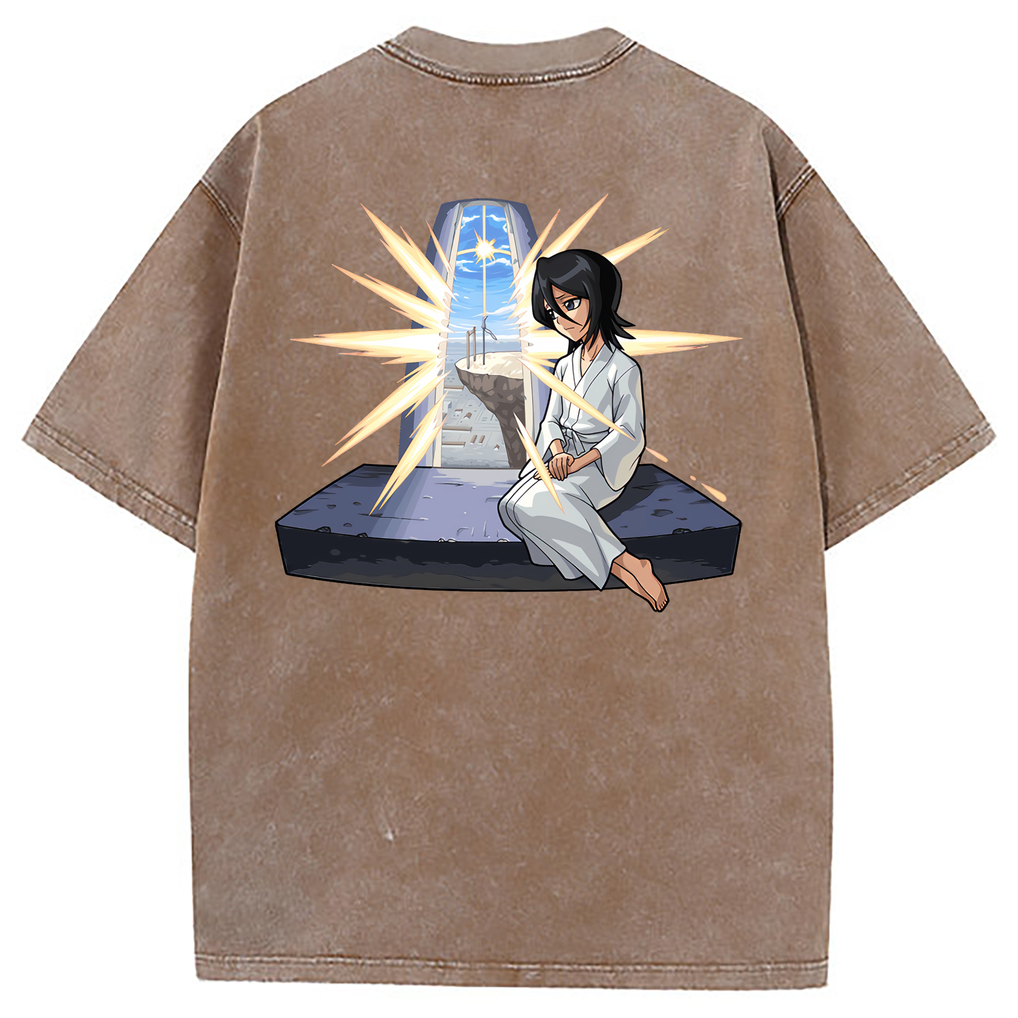 （画像用） ブリーチ 朽木ルキア BLEACH Kuchiki Rukia 綿100% ヴィンテージ風 半袖Tシャツ（背面プリント）