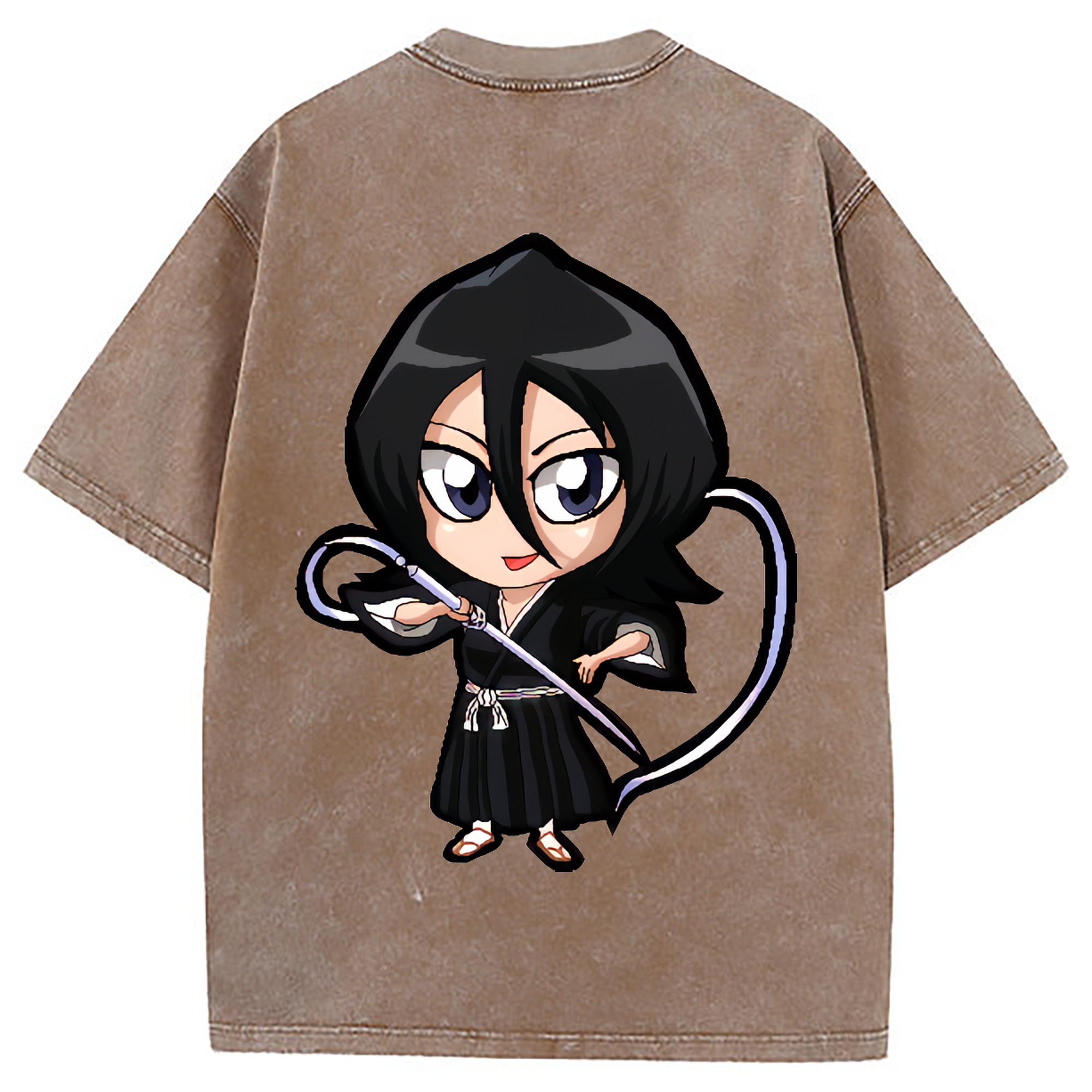 （画像用） ブリーチ 朽木ルキア BLEACH Kuchiki Rukia 綿100% ヴィンテージ風 半袖Tシャツ（背面プリント）
