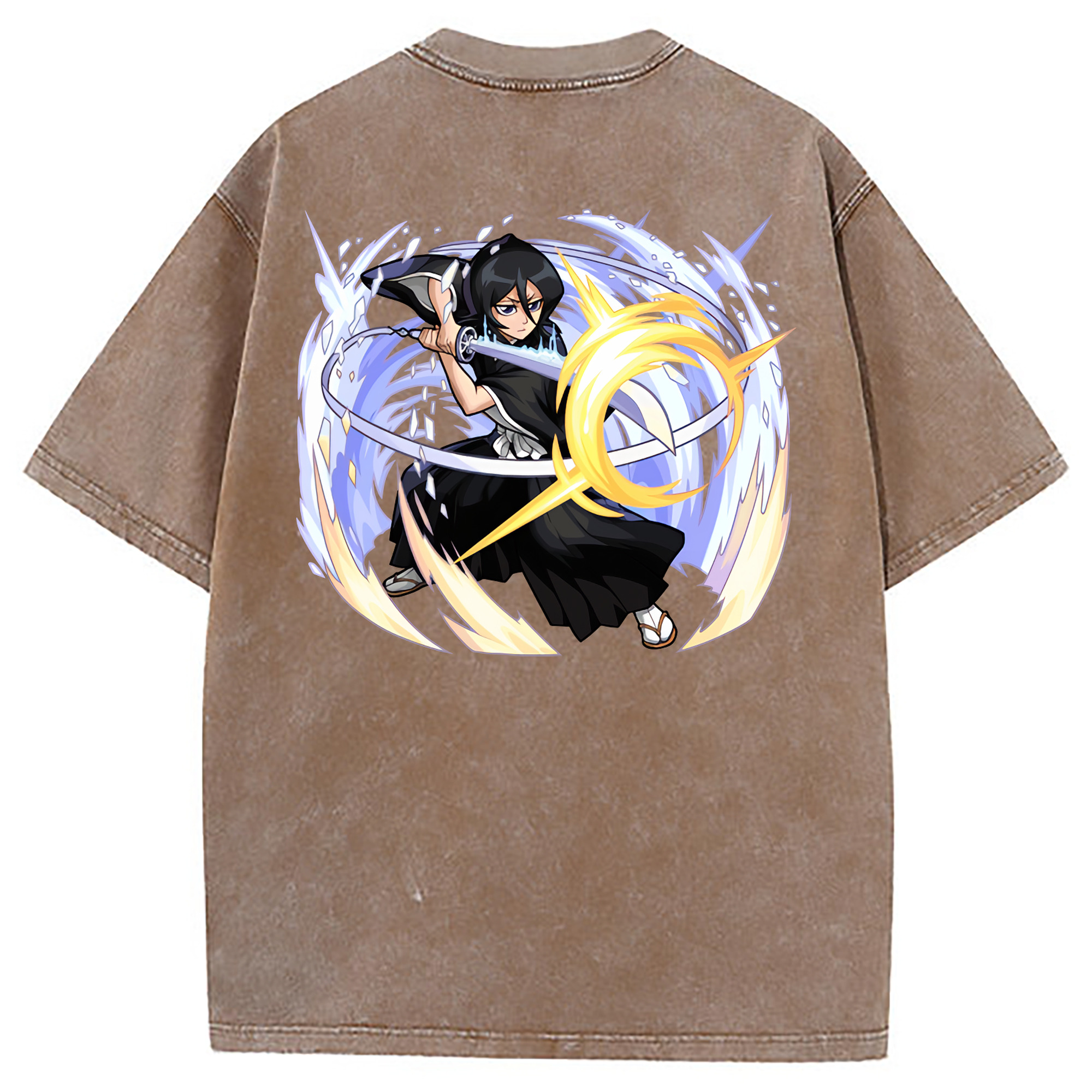 （画像用） ブリーチ 朽木ルキア BLEACH Kuchiki Rukia 綿100% ヴィンテージ風 半袖Tシャツ（背面プリント）